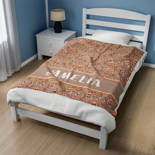 Personalized Christmas Blanket - Cute Reindeer