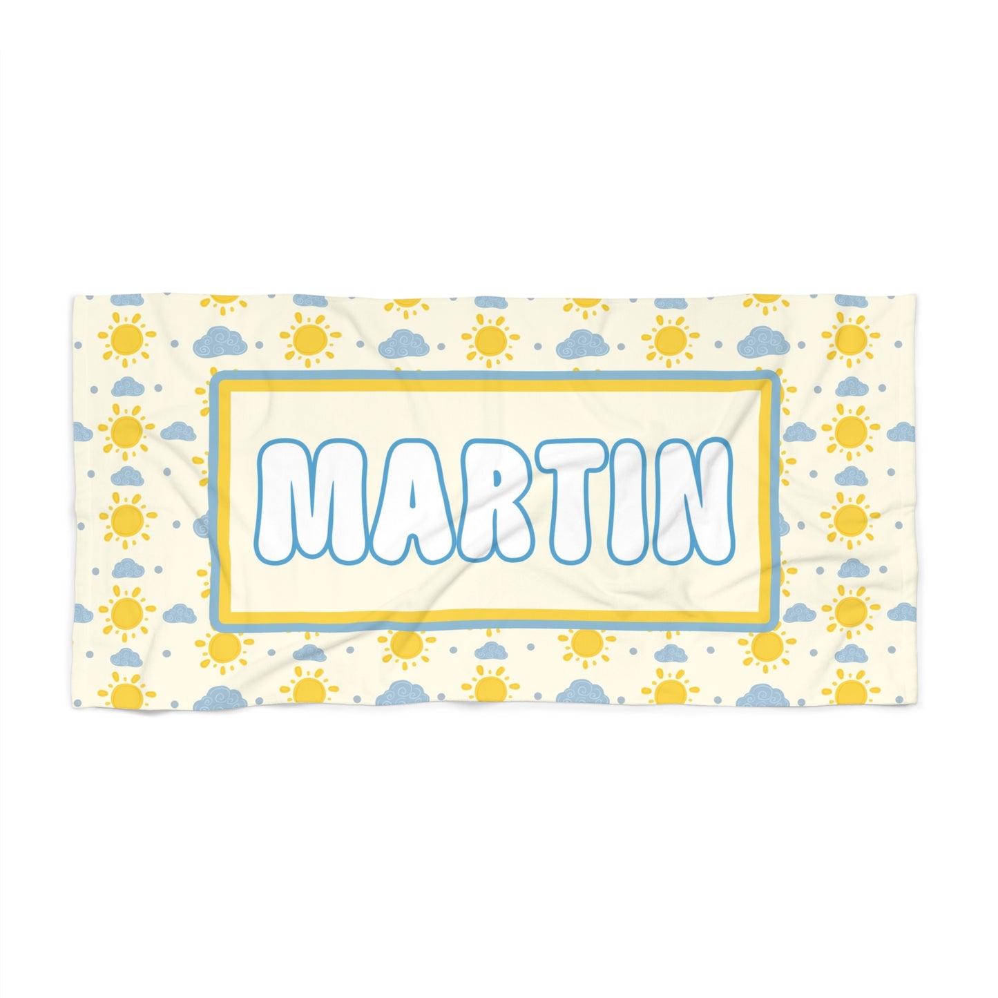 Personalized Beach Towel - Sun and Clouds