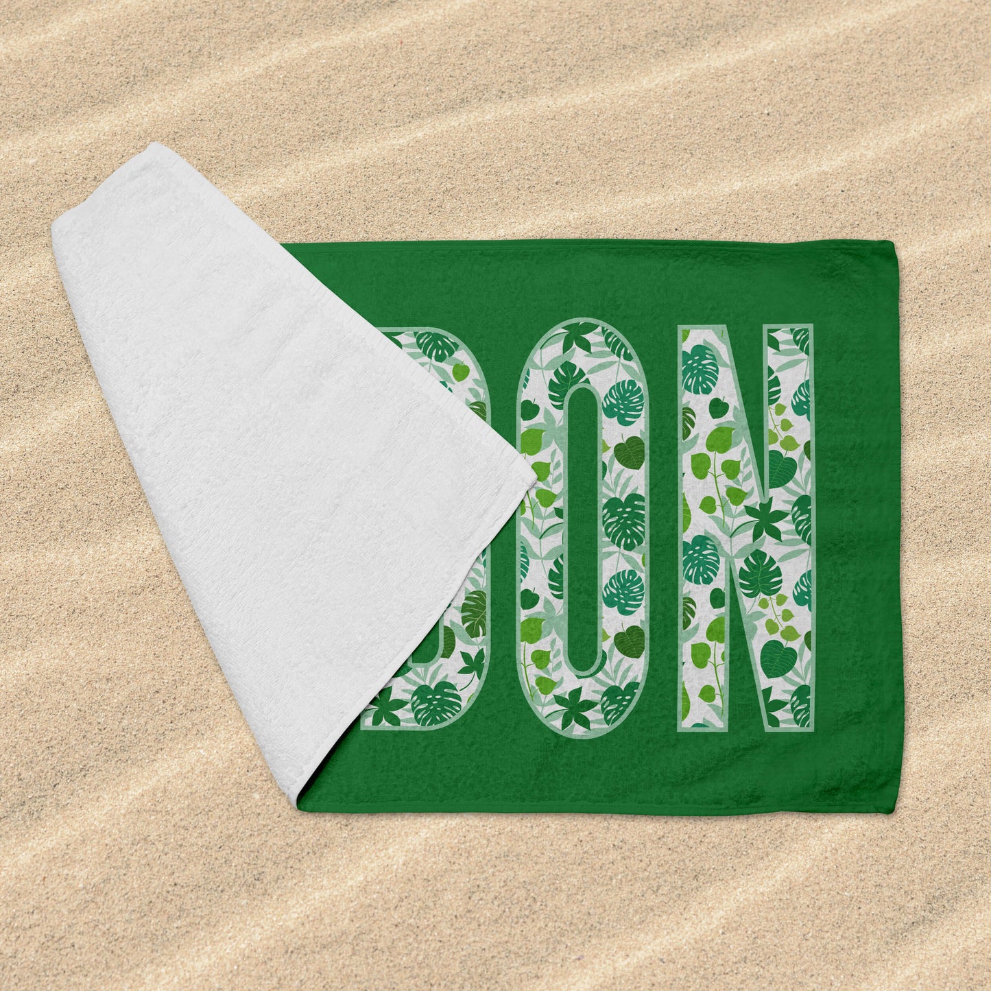Personalized Beach Towel - Tropical Leaves