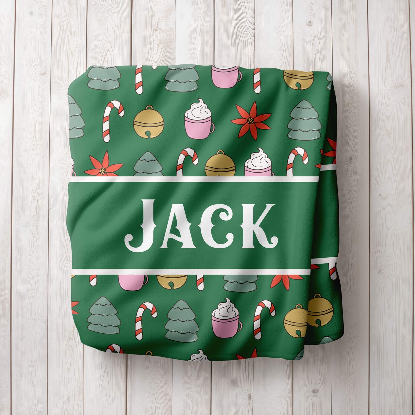 Personalized Christmas Blanket - Holiday Mood (green)