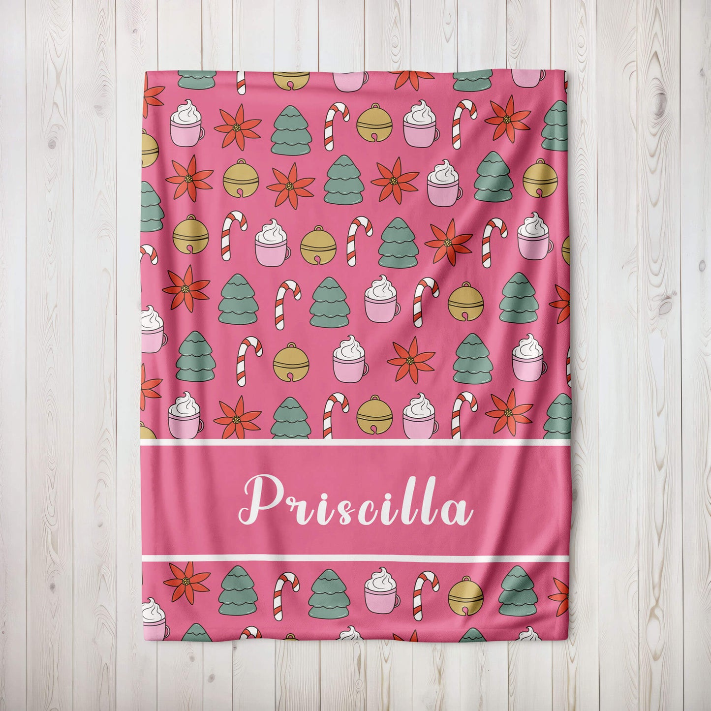 Personalized Christmas Blanket - Holiday Mood (pink)