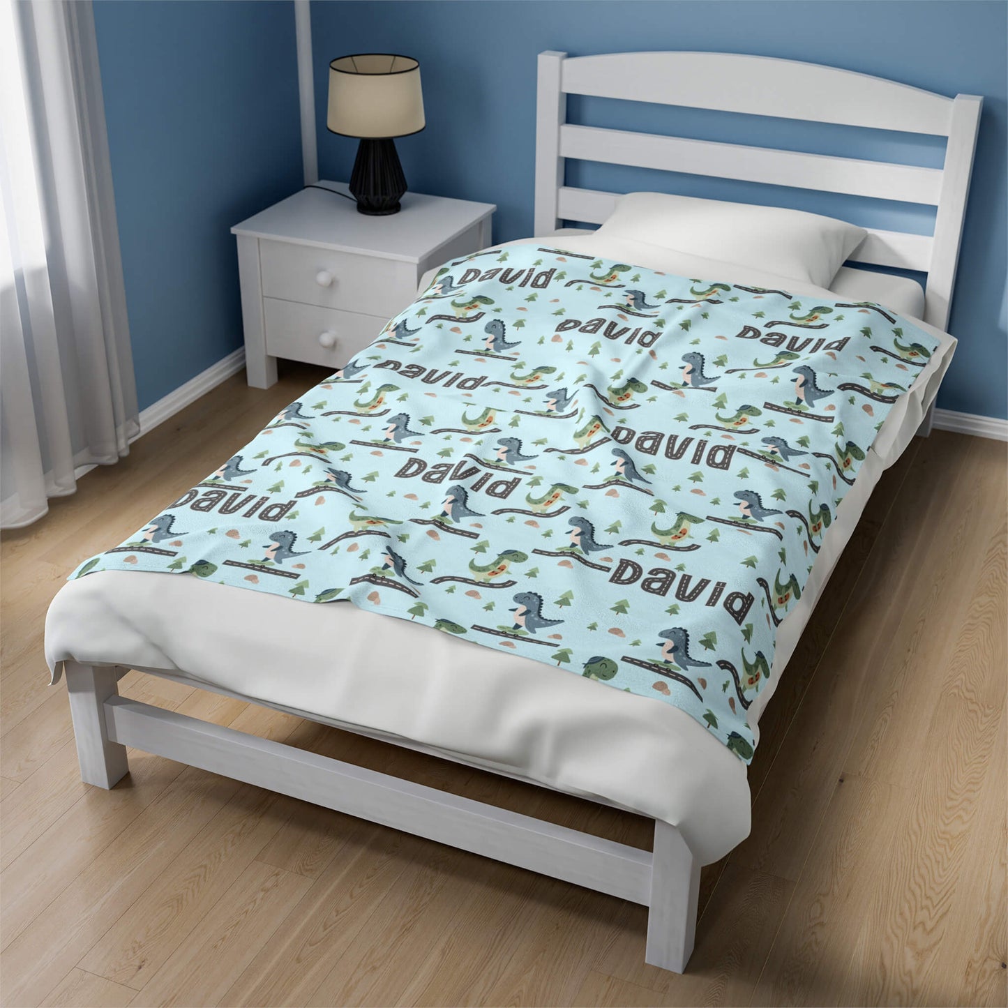 Personalized Baby Blanket - Dinosaur Skate