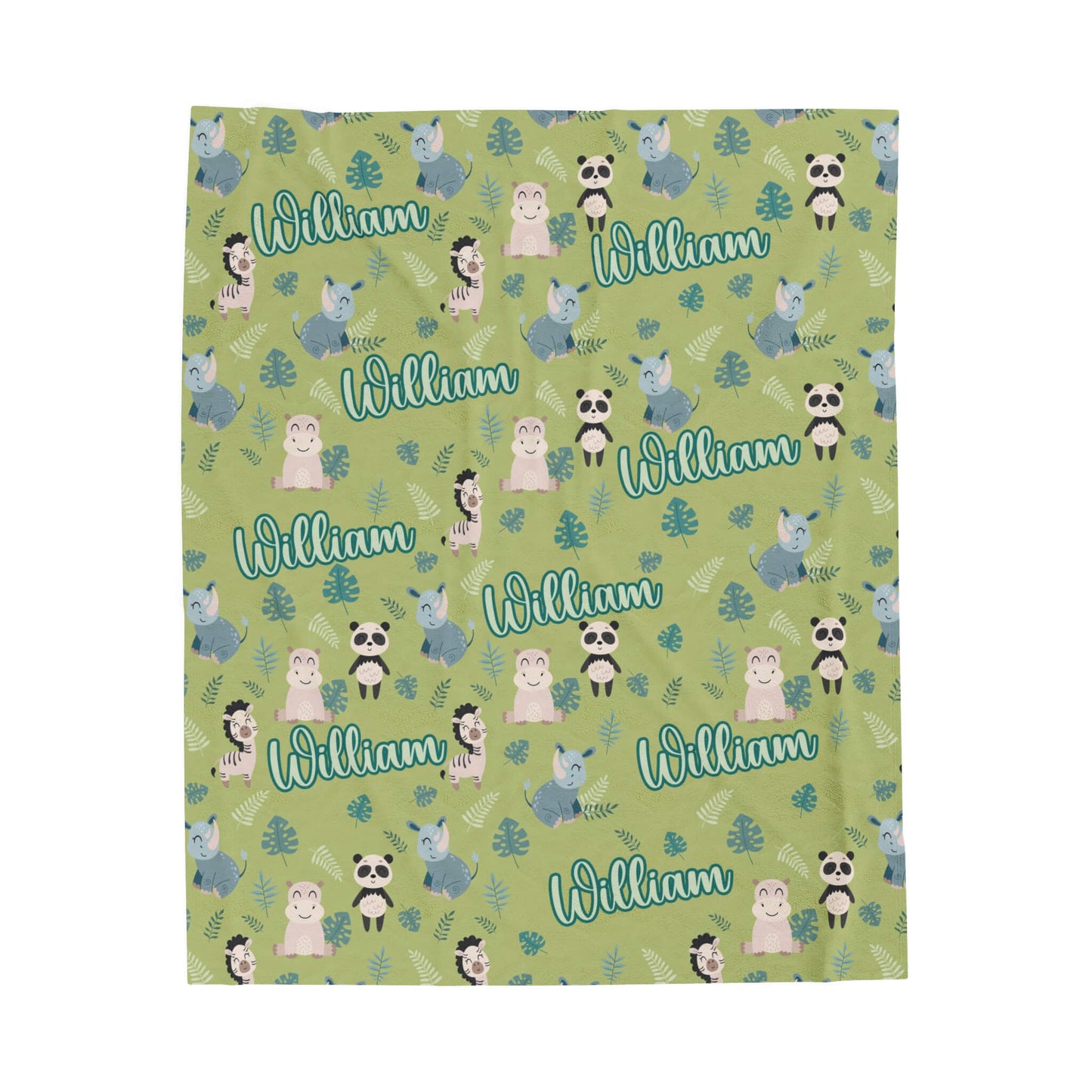 Personalized Baby Blanket - Hippo, Zebra and Rhino