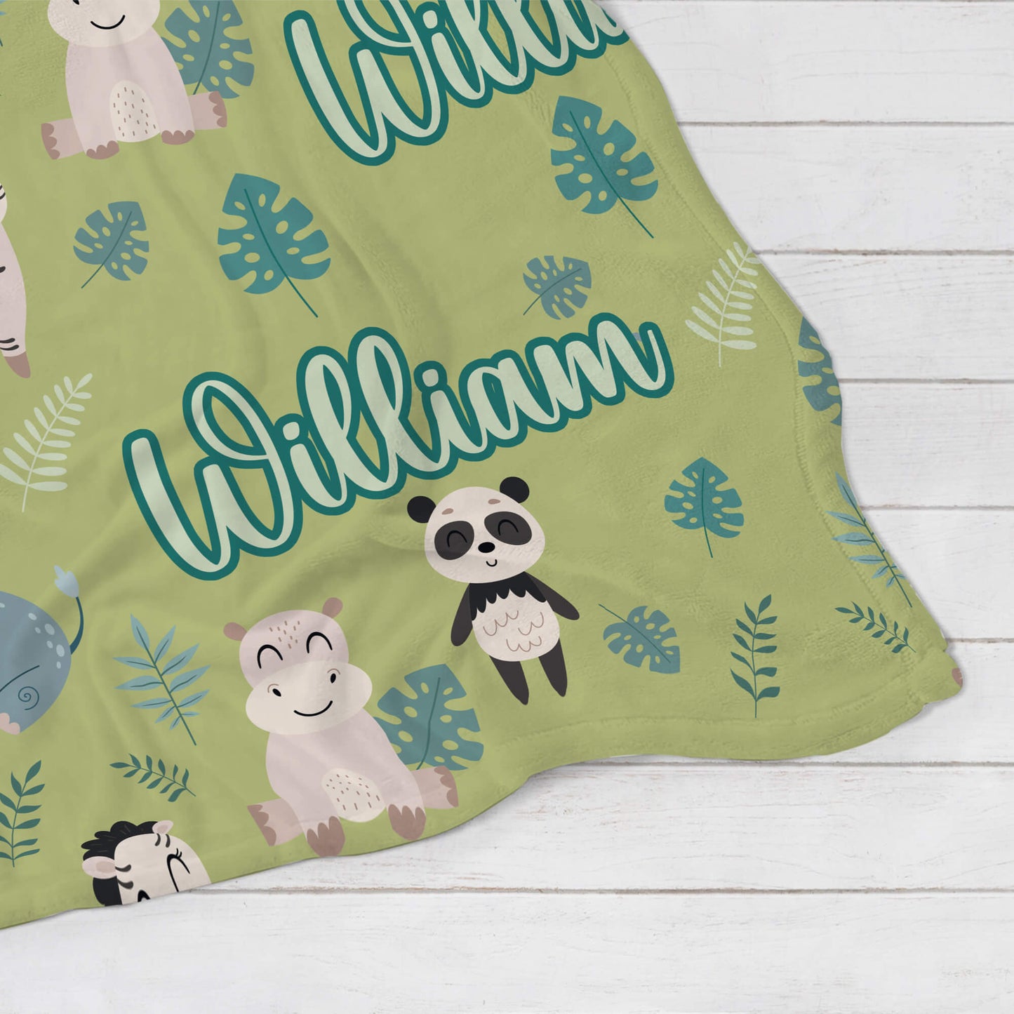 Personalized Baby Blanket - Hippo, Zebra and Rhino