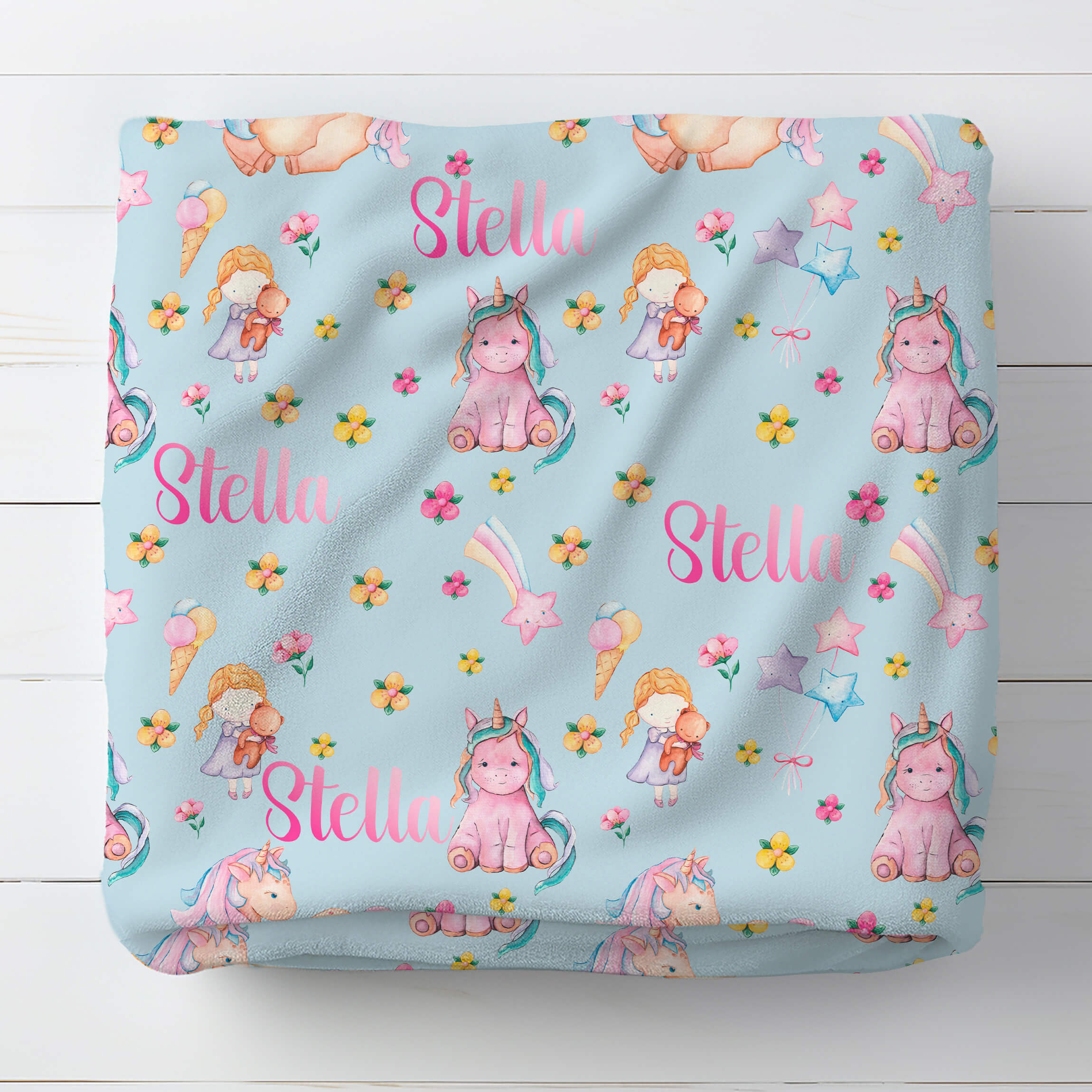 Personalized Baby Blanket Little Unicorn – Cozy Panda