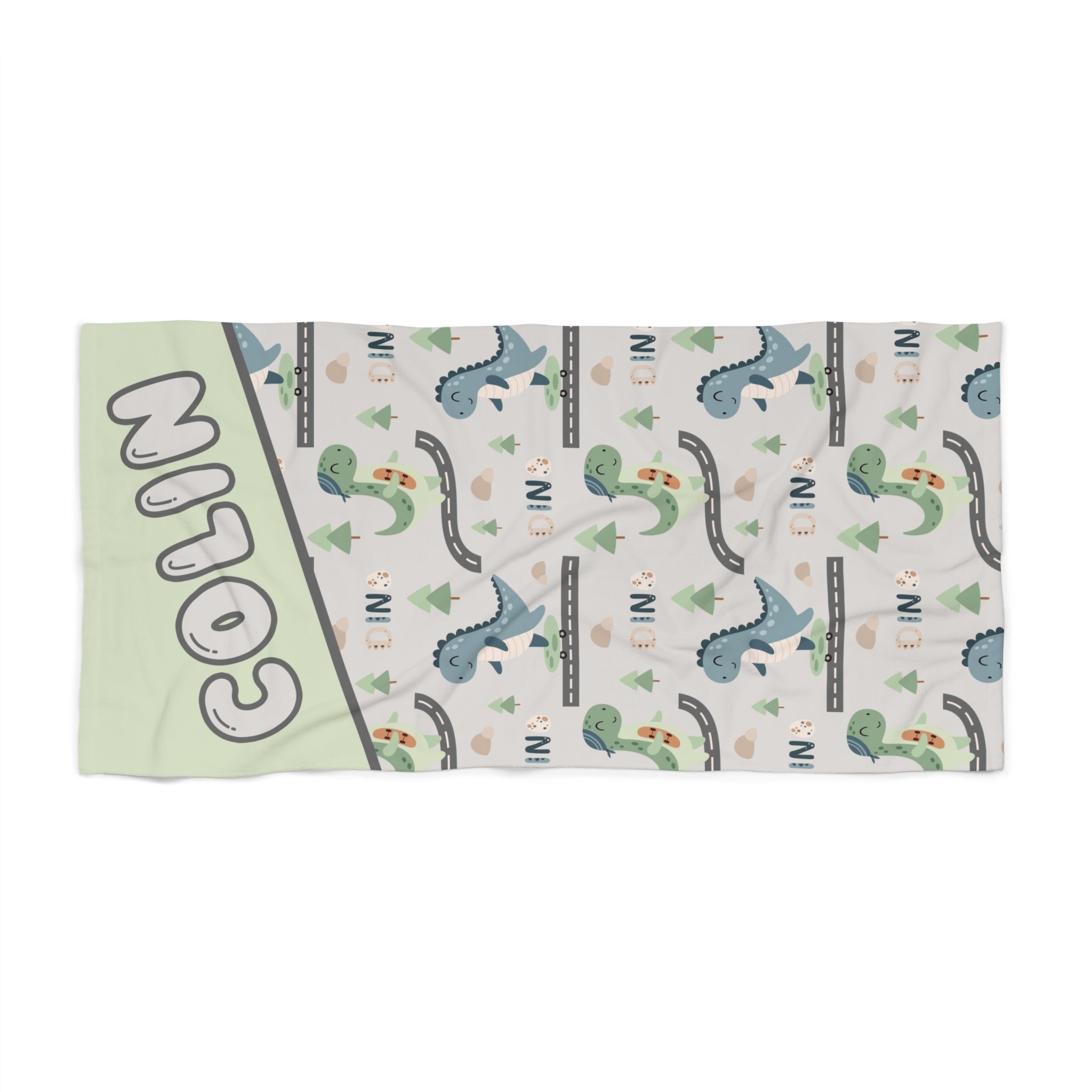 Personalized Beach Towel - Hello Dino