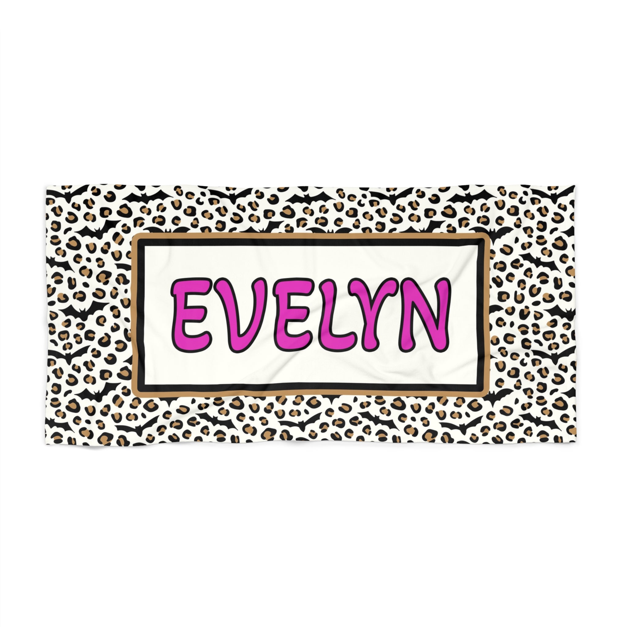 Personalized Beach Towel - Bat and Leopard