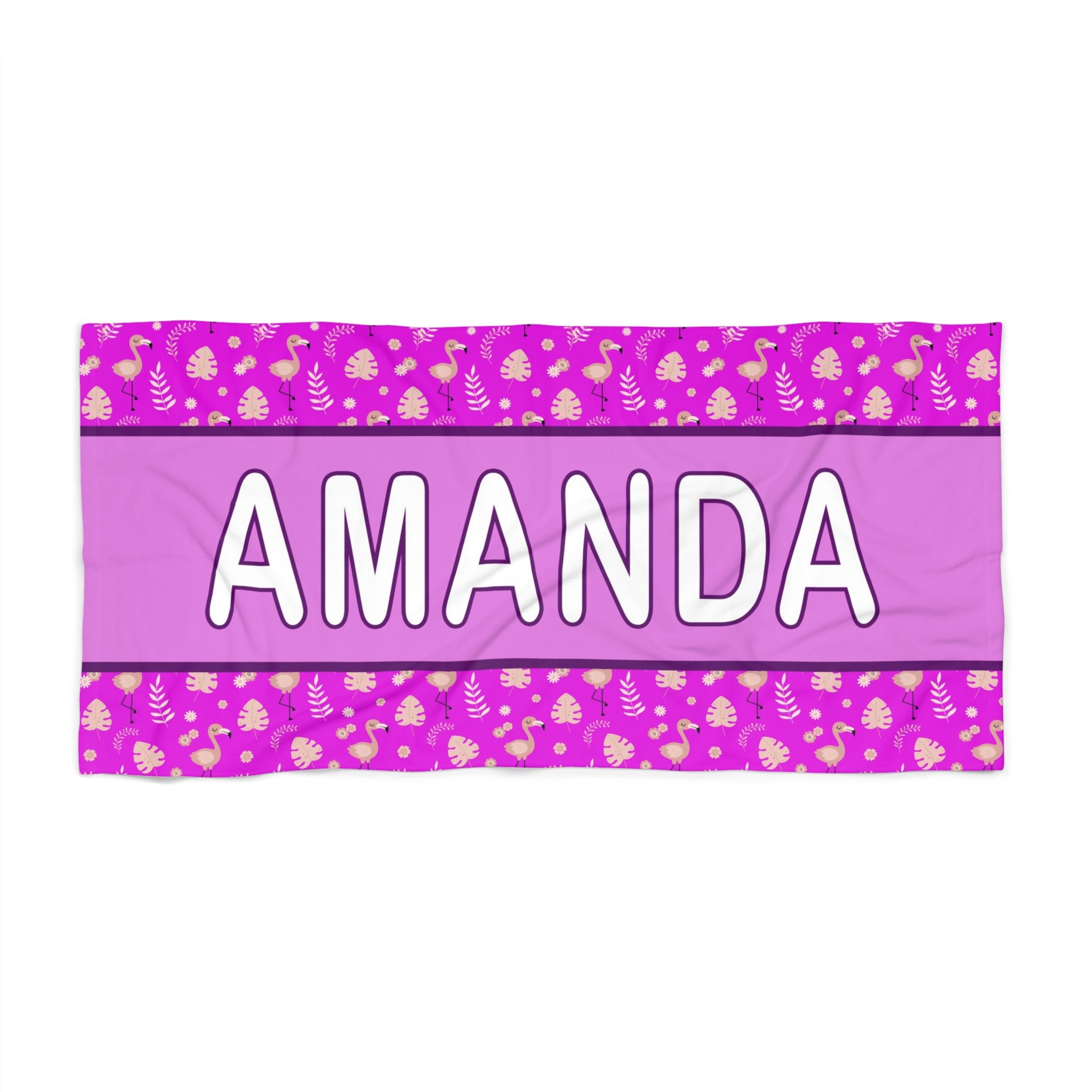 Personalized Beach Towel - Beautiful Flamingos