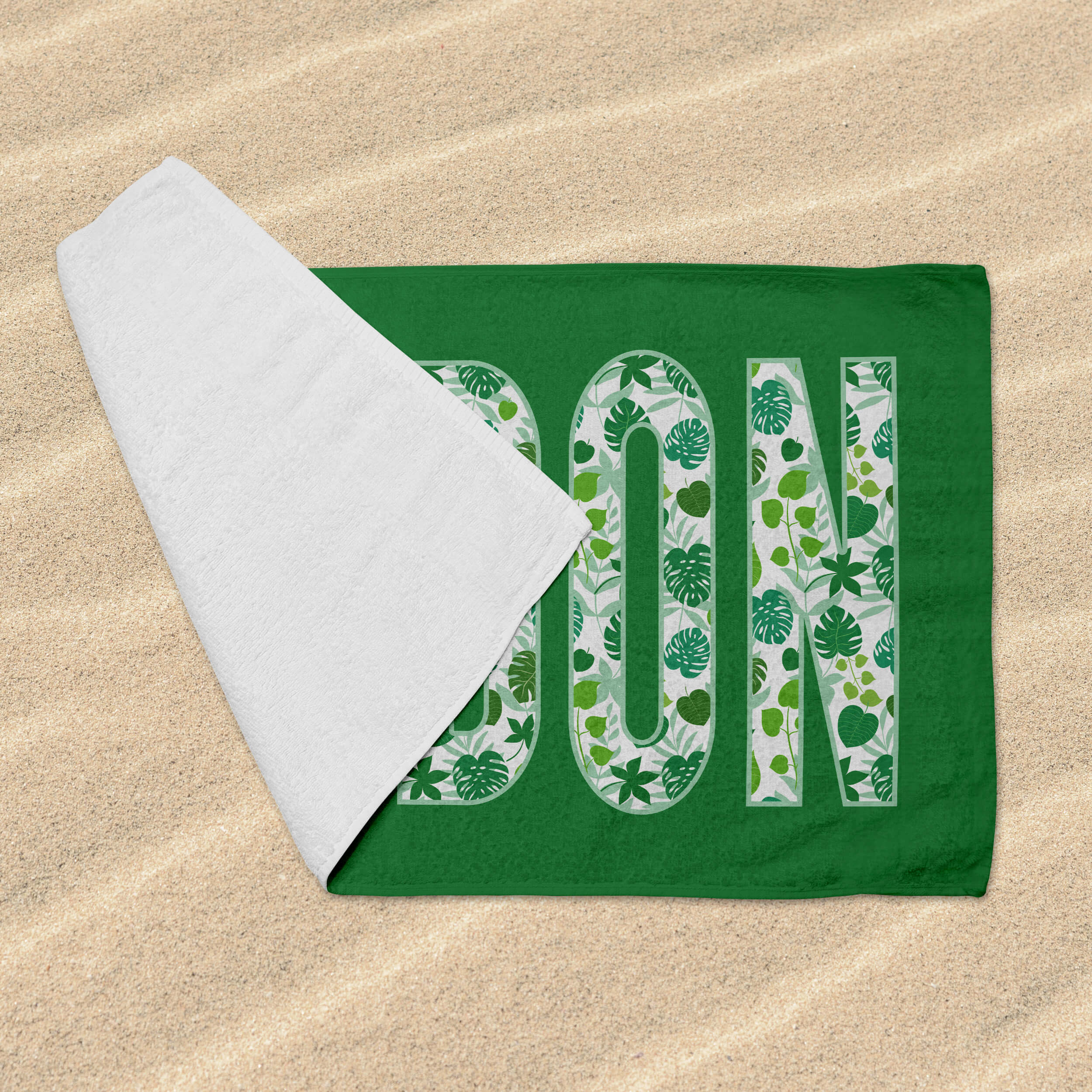 Personalized Beach Towel - Tropical Leaves