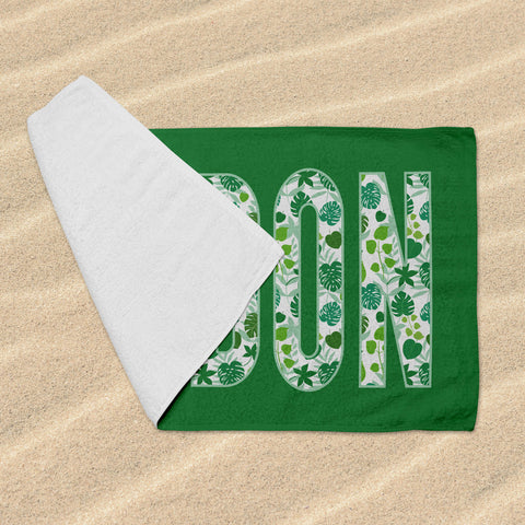 Personalized Beach Towel - Tropical Leaves