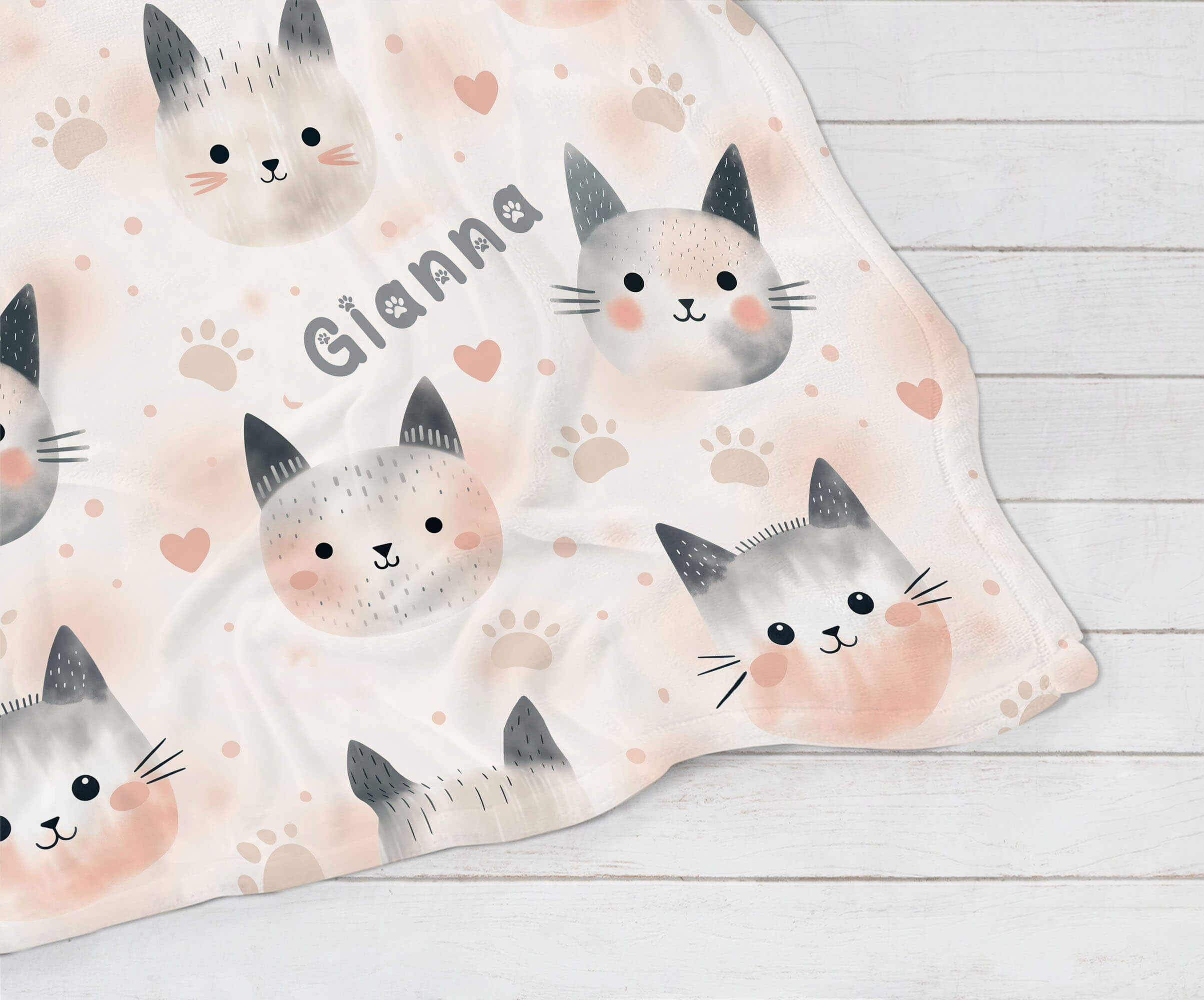 Personalized Name Blanket - Cat Fantasy