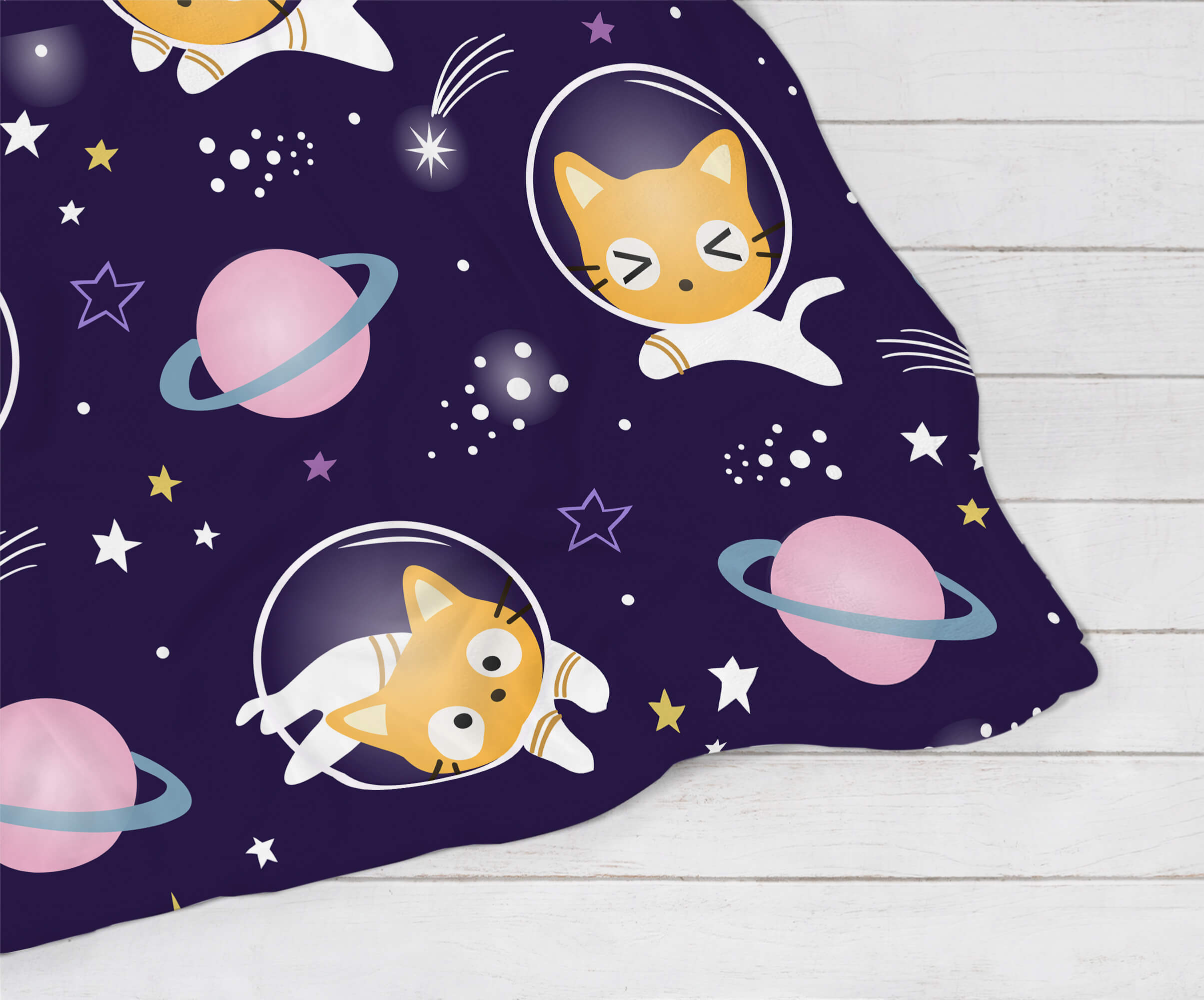 Cozy Blanket - Kitten in Space