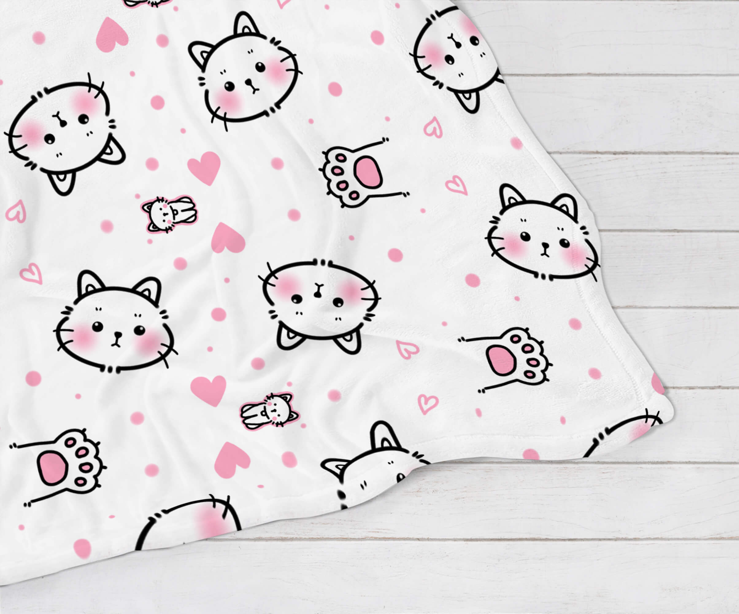 Cozy Blanket - Pink Cat Paws