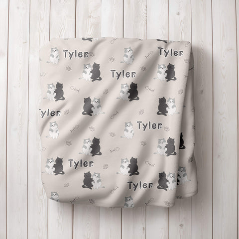 Personalized Name Blanket - Two Kittens