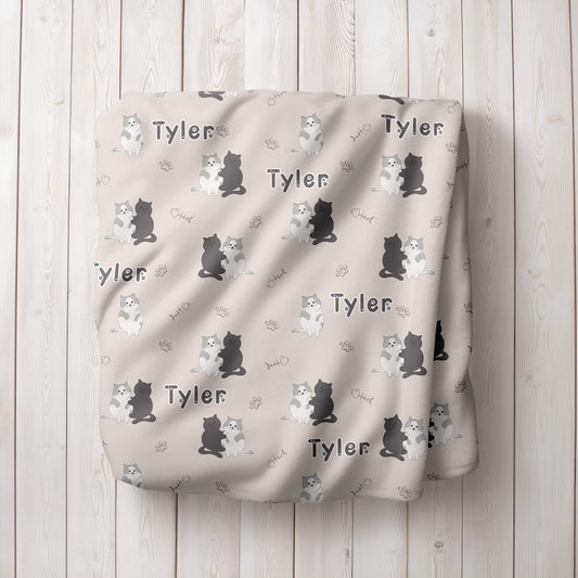 Personalized Name Blanket - Two Kittens
