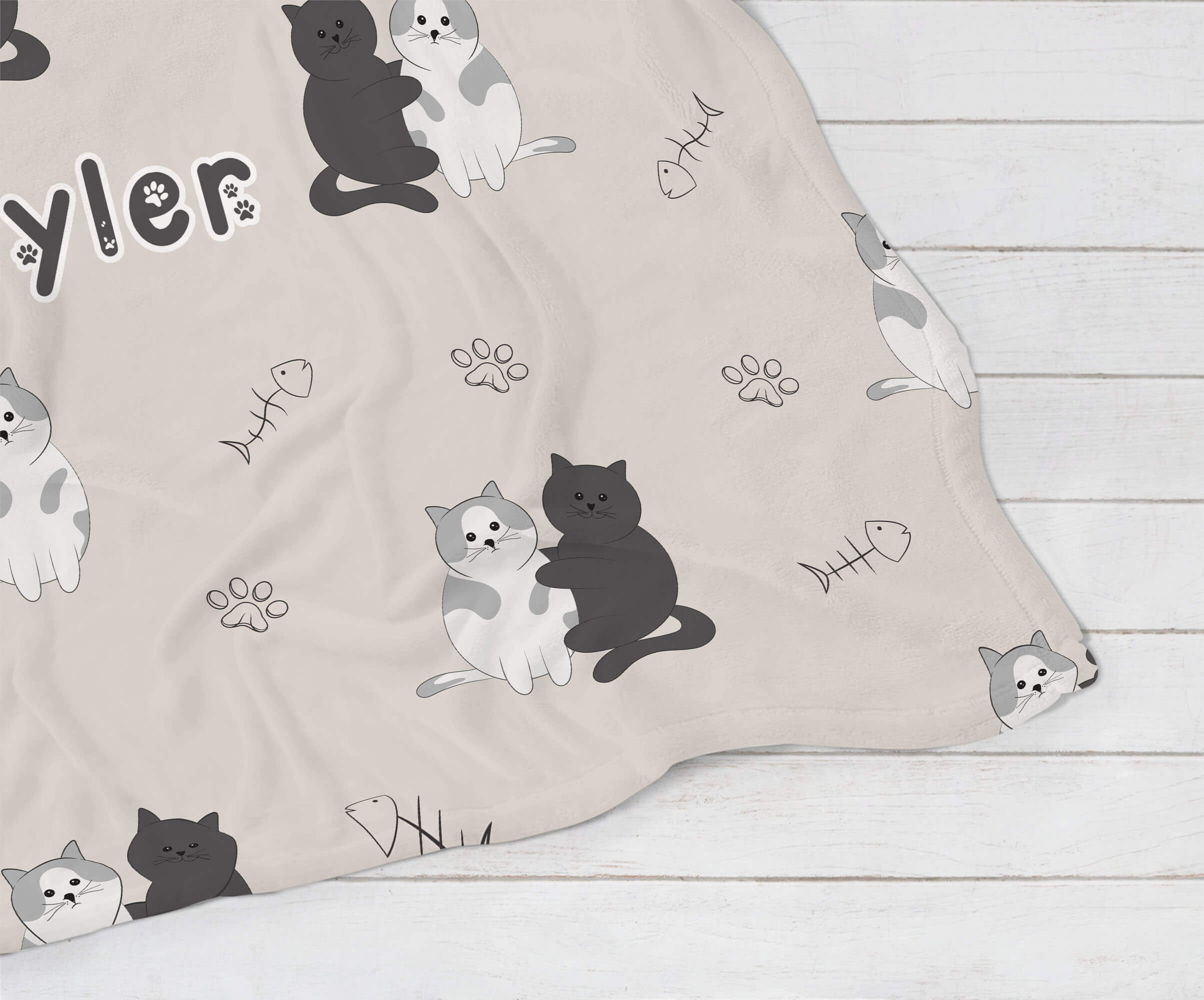 Personalized Name Blanket - Two Kittens