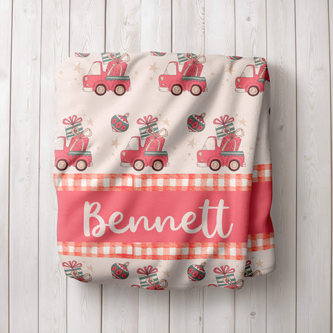 Personalized Christmas Blanket - Car With Gifts