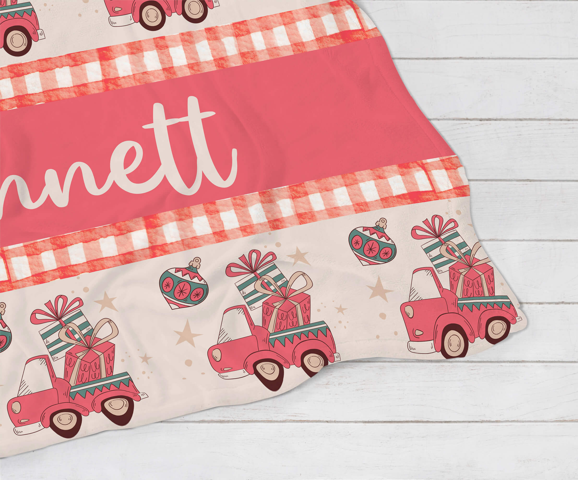 Personalized Christmas Blanket - Car With Gifts