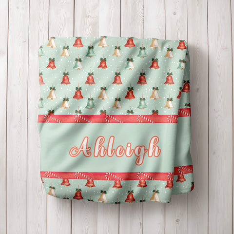 Personalized Christmas Blanket - Christmas Bells