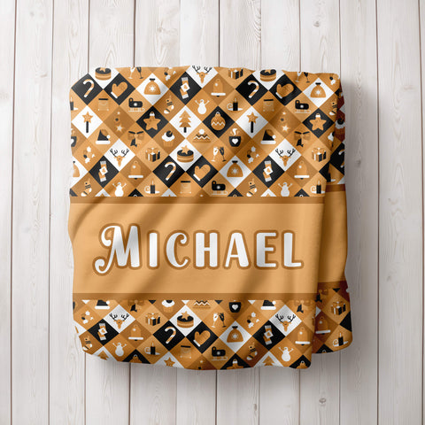 Personalized Christmas Blanket - Christmas Gold