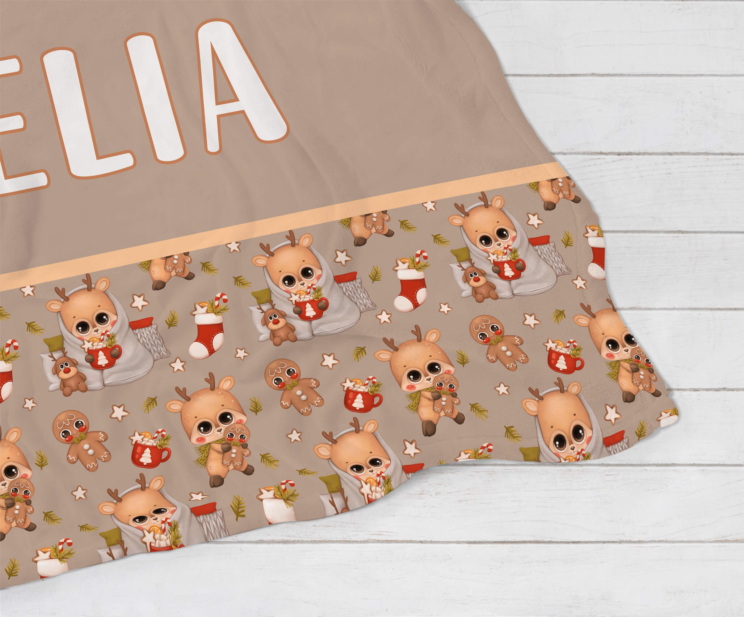 Personalized Christmas Blanket - Cute Reindeer