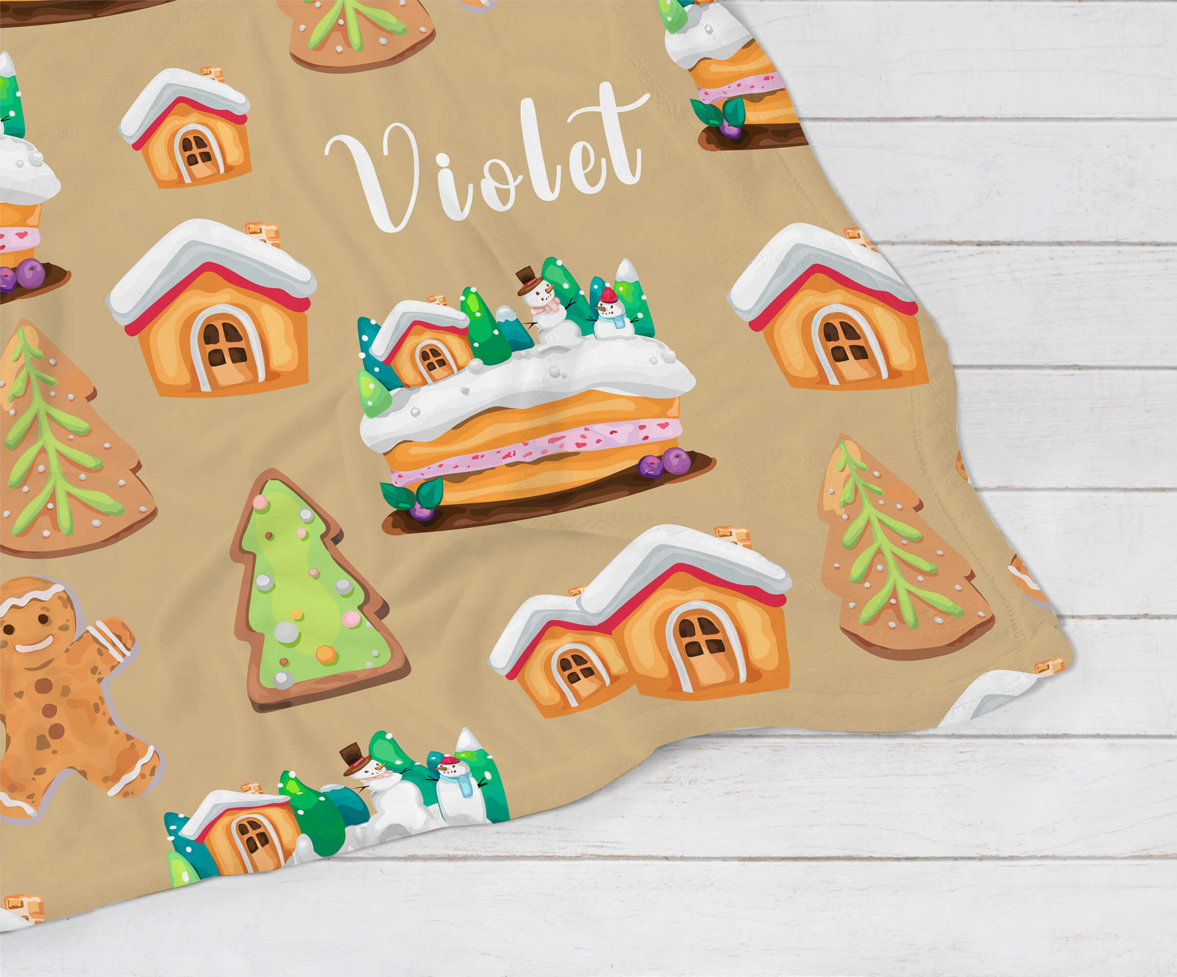 Personalized Christmas Blanket - Gingerbread World