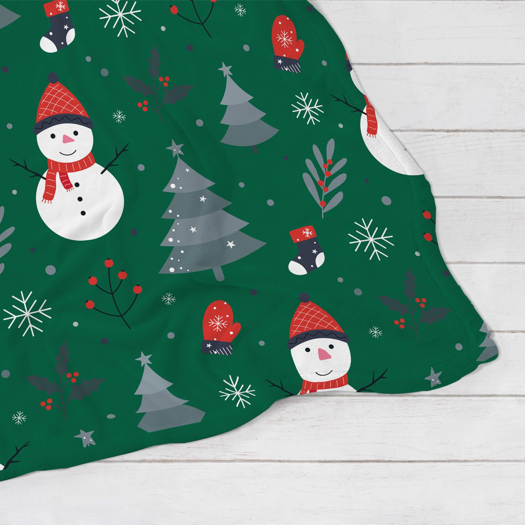 Christmas Blanket - Happy Snowmen - Green