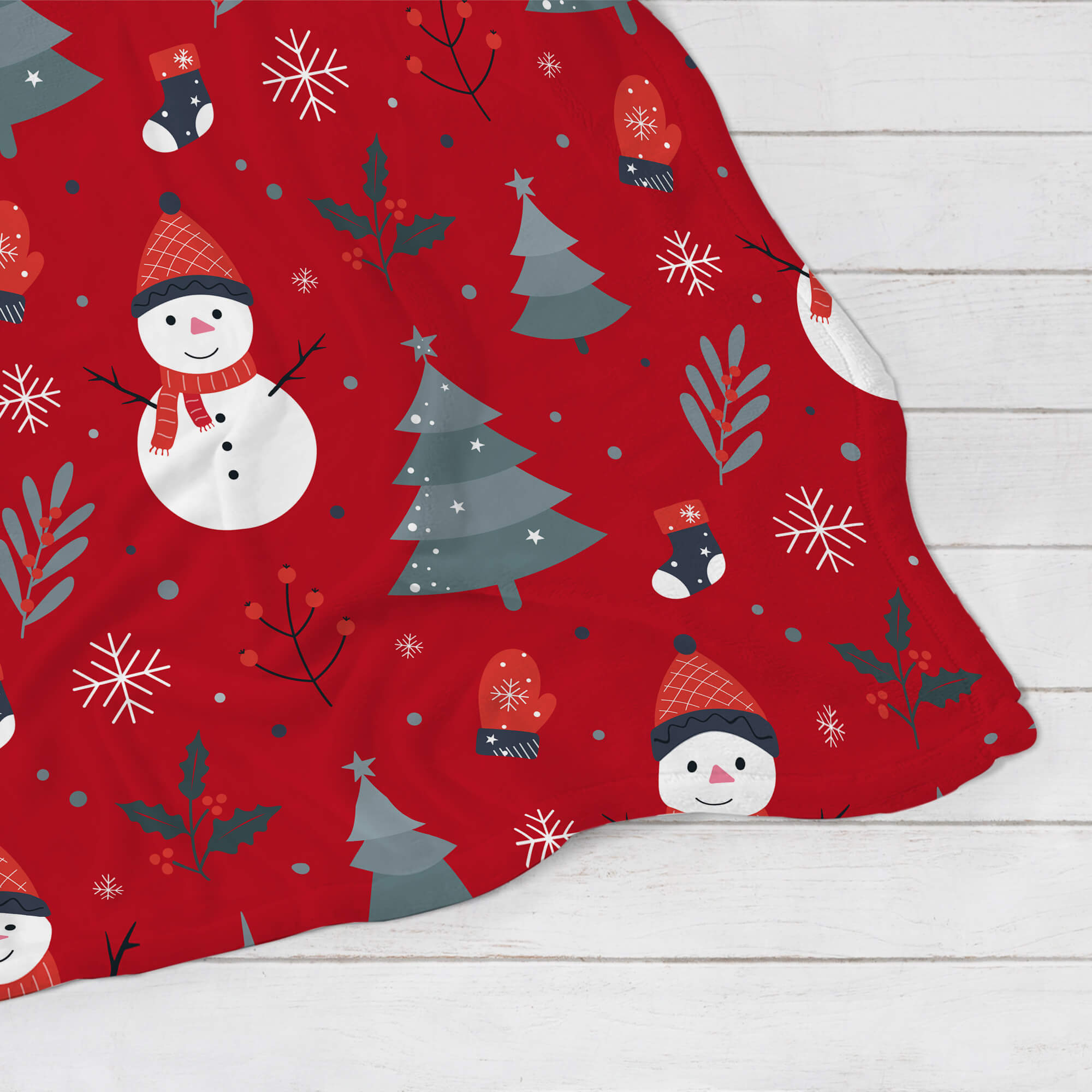 Christmas Blanket - Happy Snowmen - Red