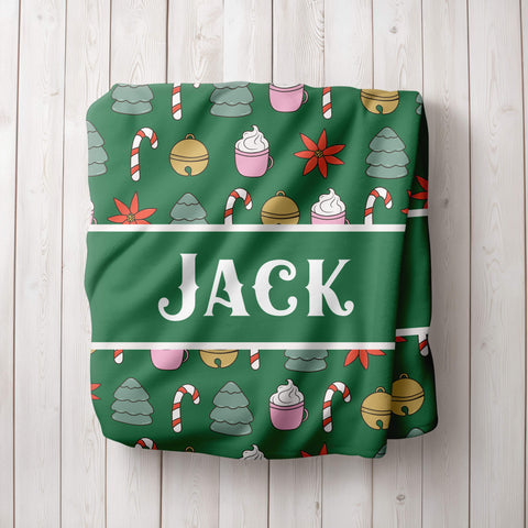 Personalized Christmas Blanket - Holiday Mood (green)