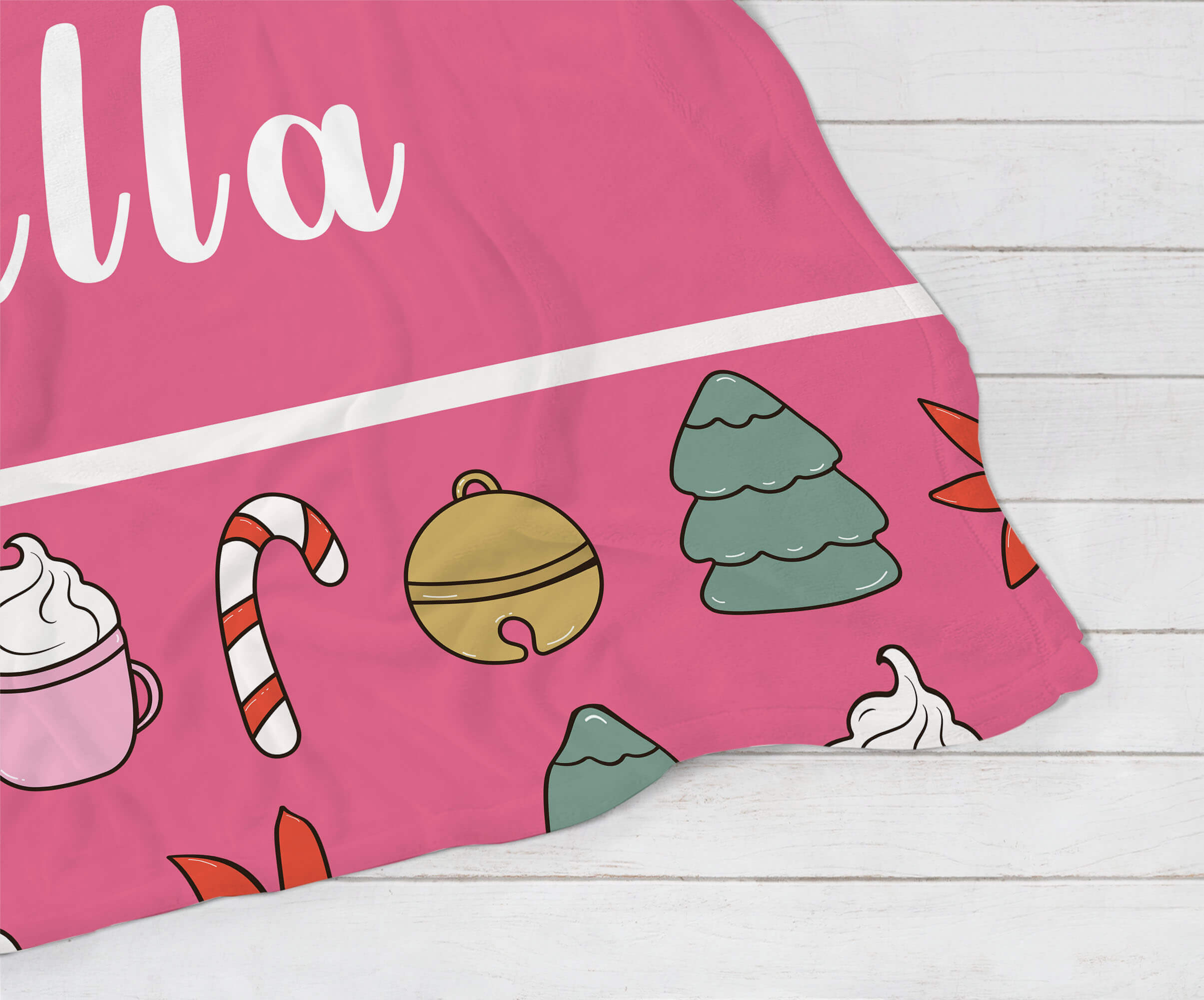 Personalized Christmas Blanket - Holiday Mood (pink)