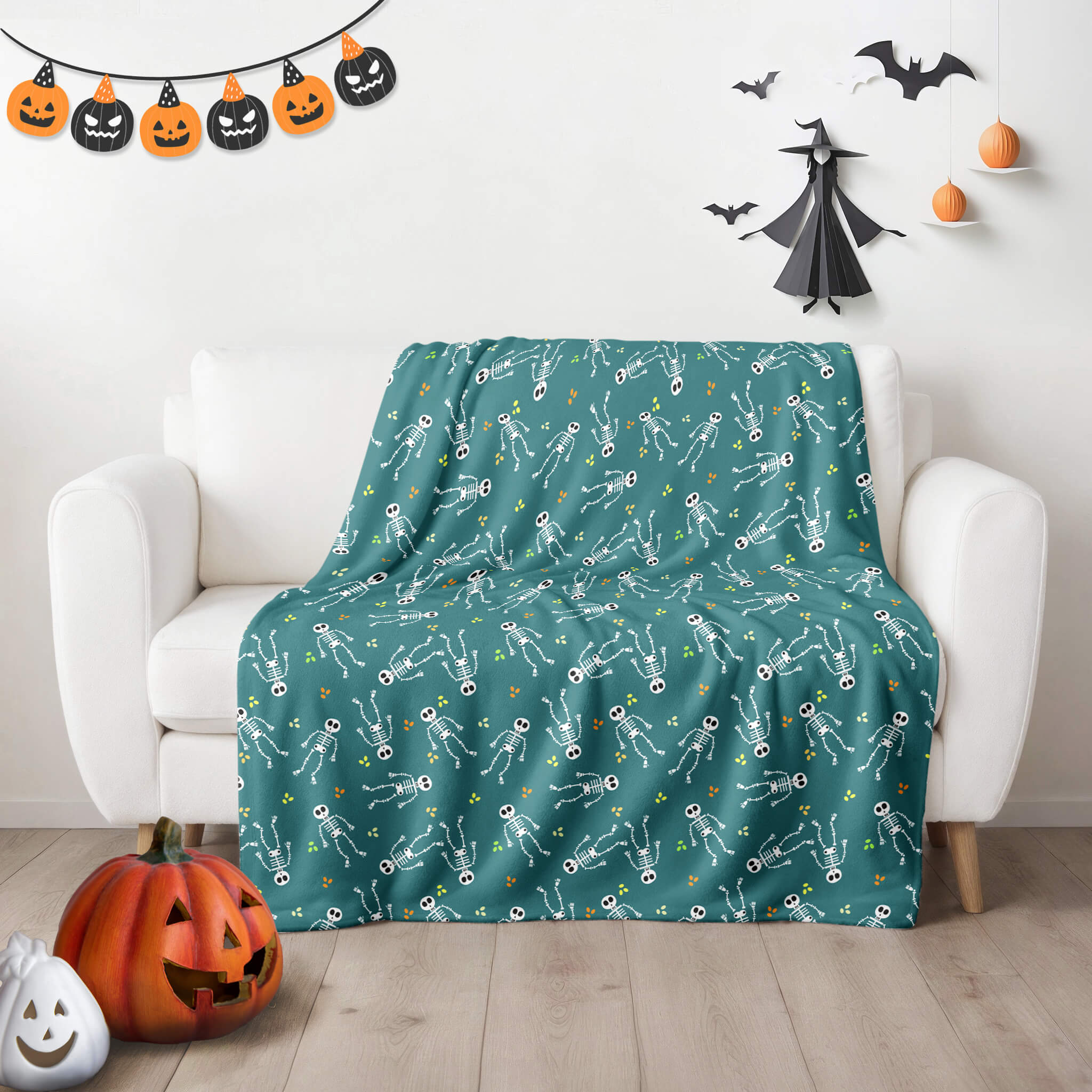 Halloween Blanket - Boo Skeletons