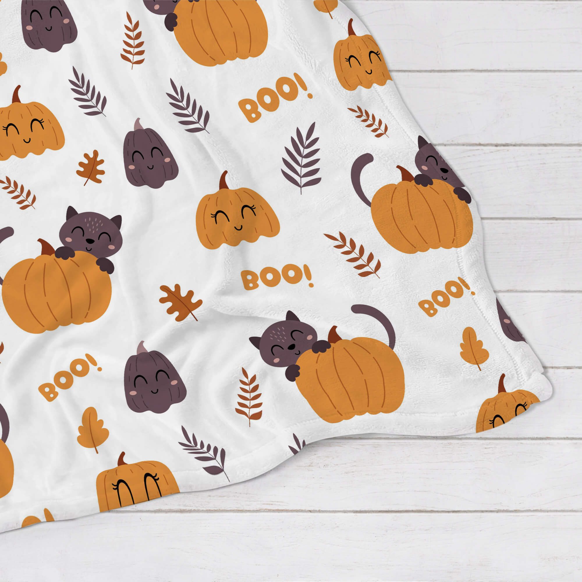 Halloween Blanket - Kittens and Pumpkins