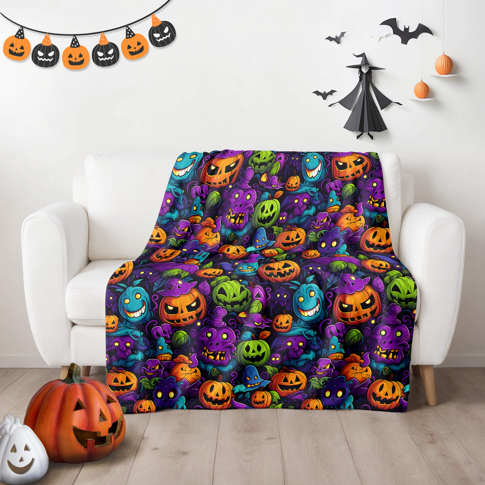 Halloween Blanket - Monsters Pumpkins