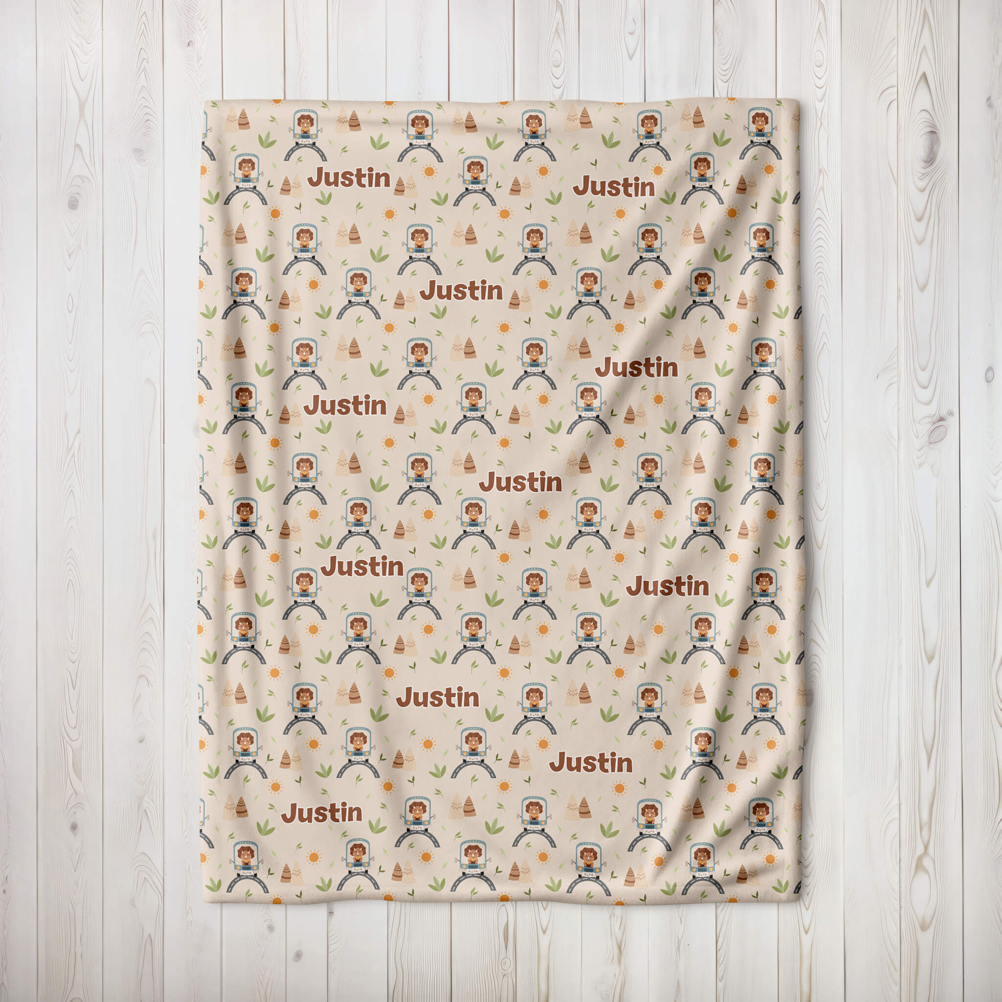 Personalized Name Blanket - Dinosaurs on the Move