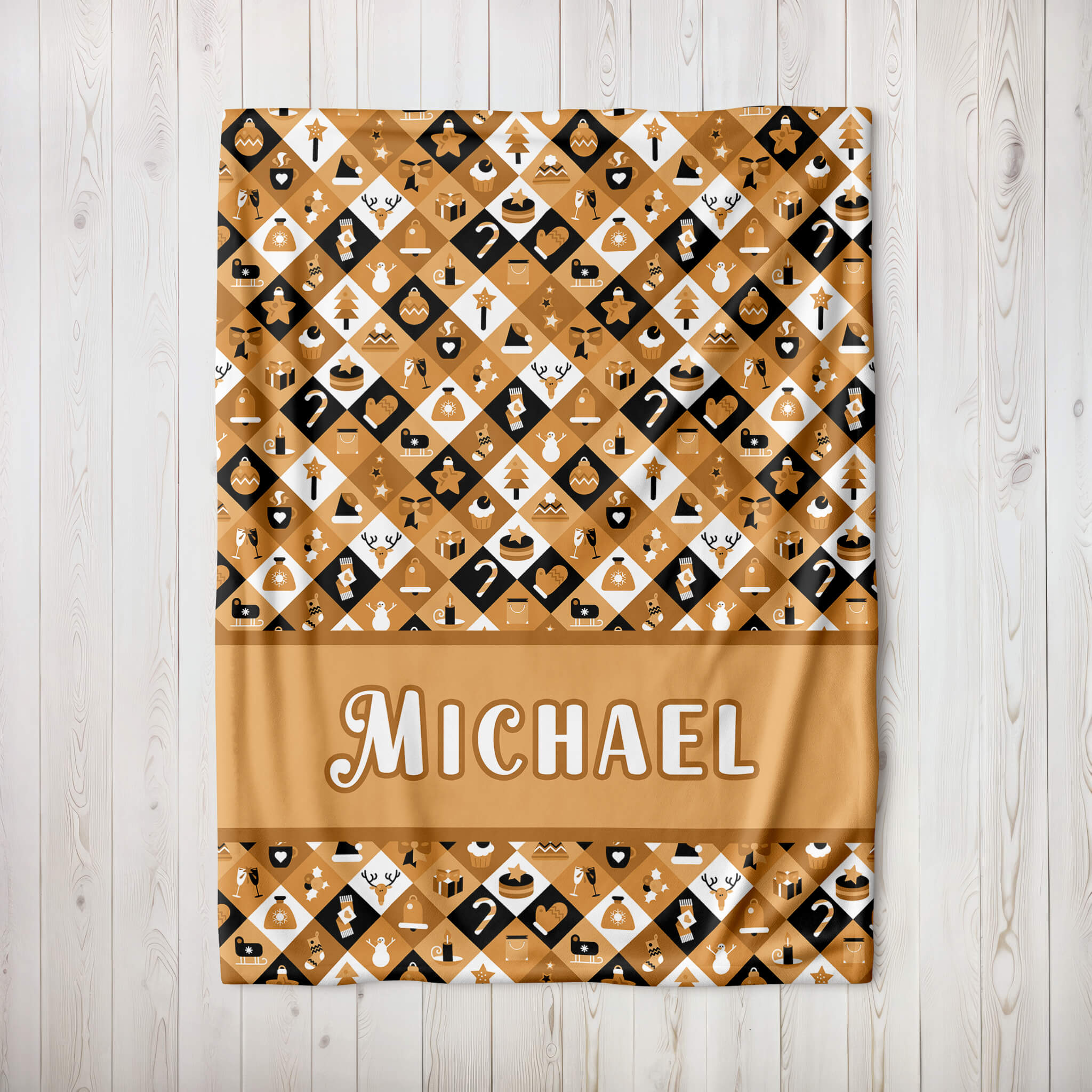 Personalized Christmas Blanket - Christmas Gold