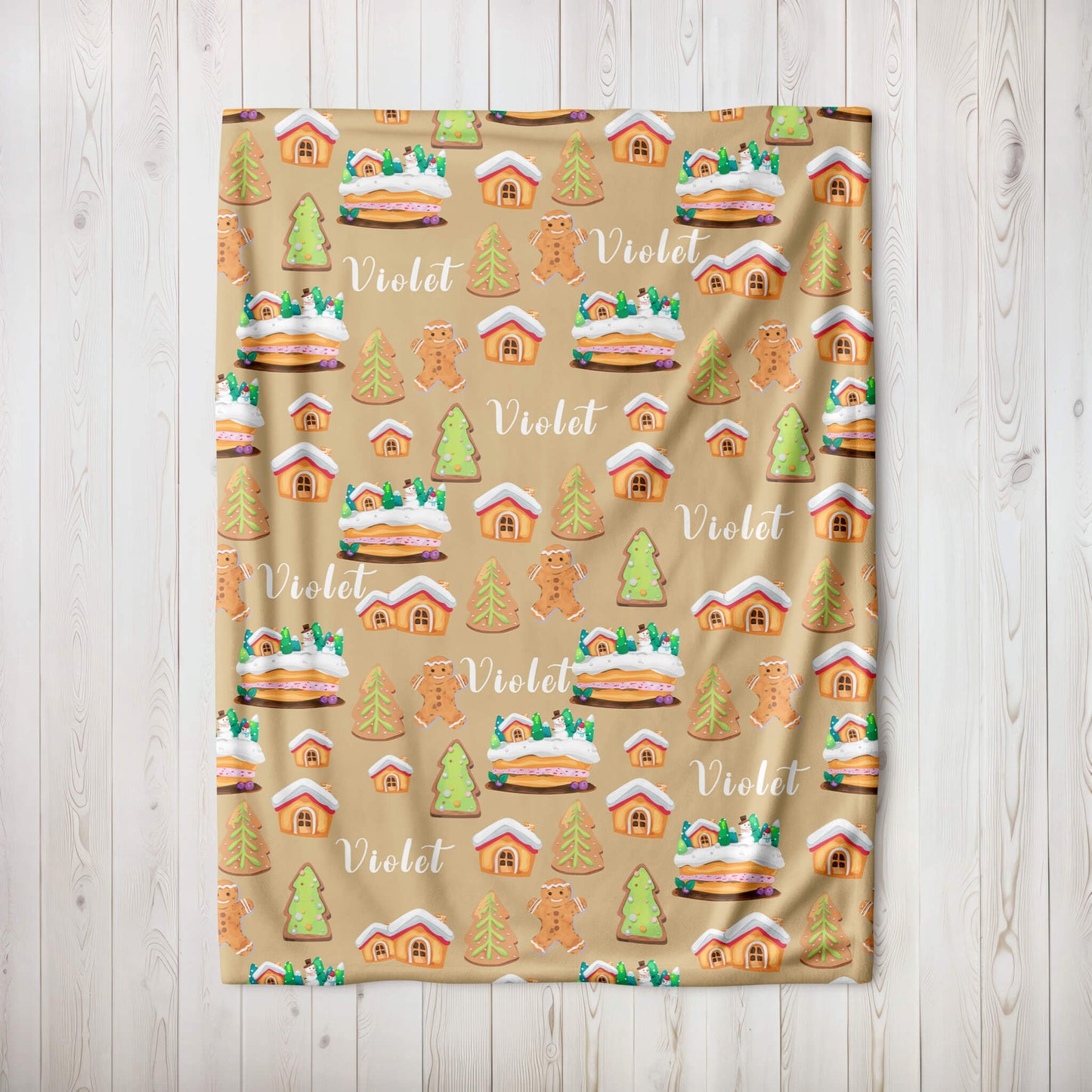 Personalized Christmas Blanket - Gingerbread World
