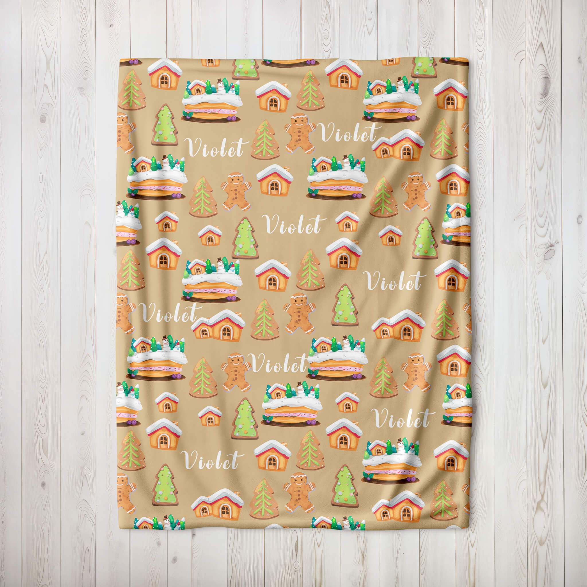 Personalized Christmas Blanket - Gingerbread World