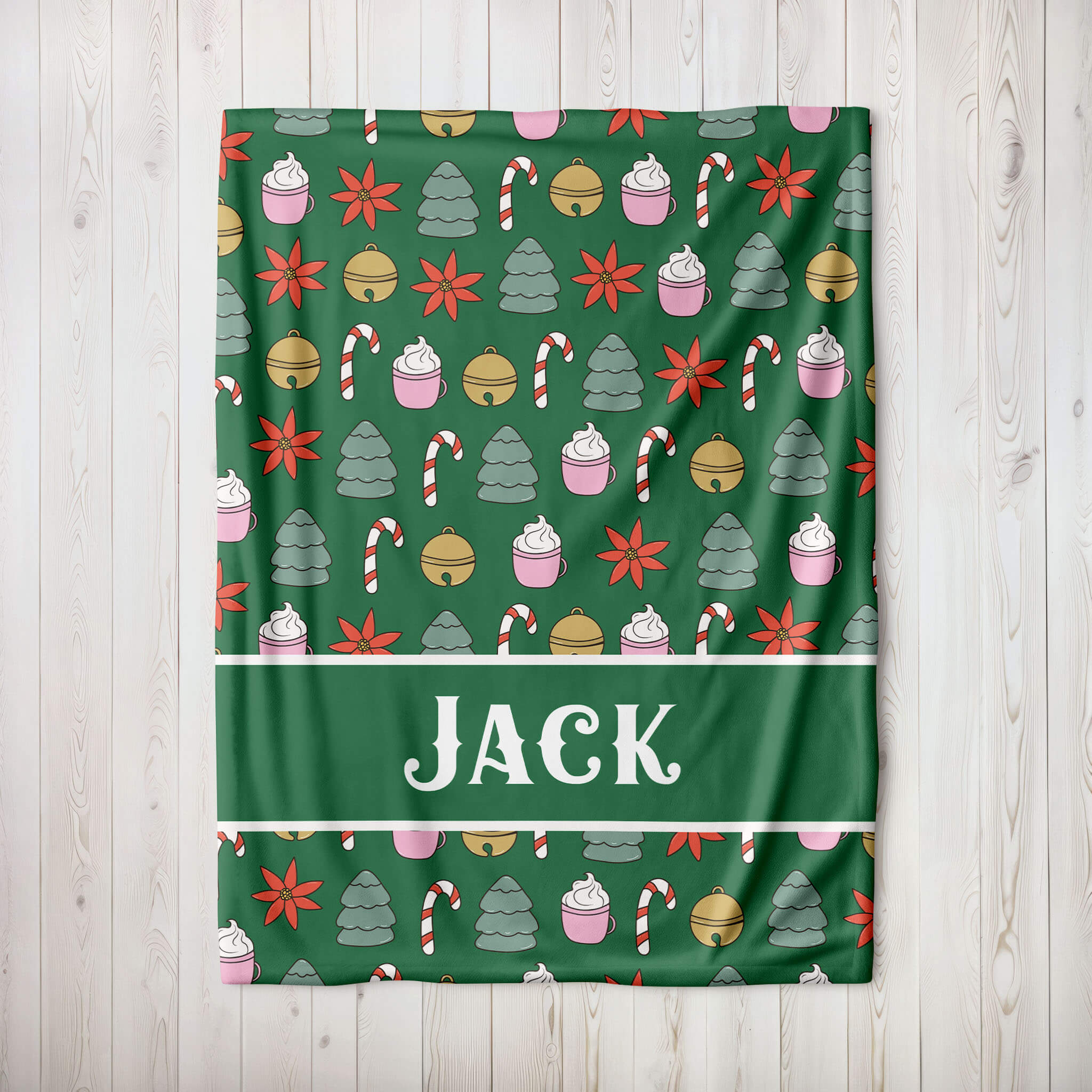 Personalized Christmas Blanket - Holiday Mood (green)