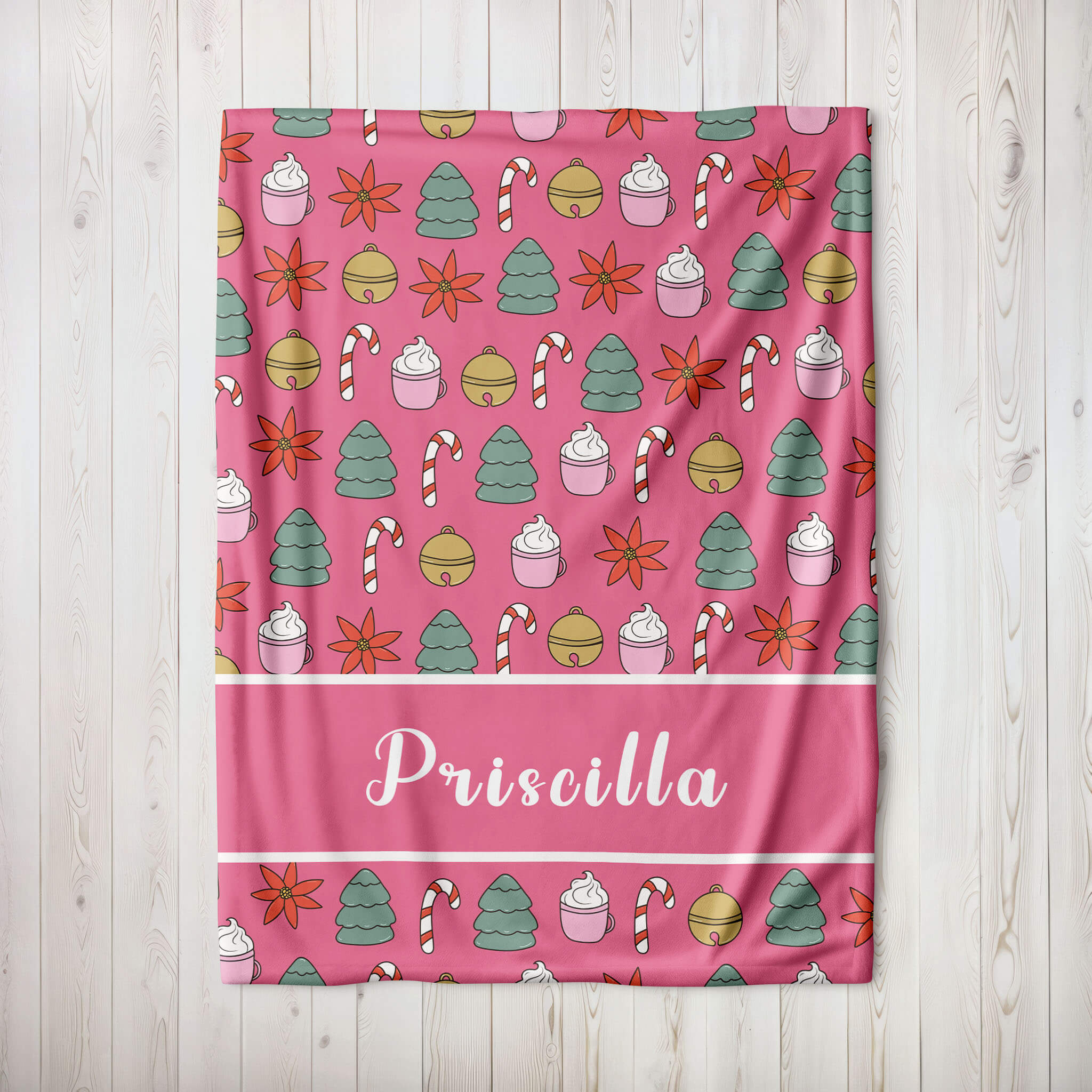 Personalized Christmas Blanket - Holiday Mood (pink)