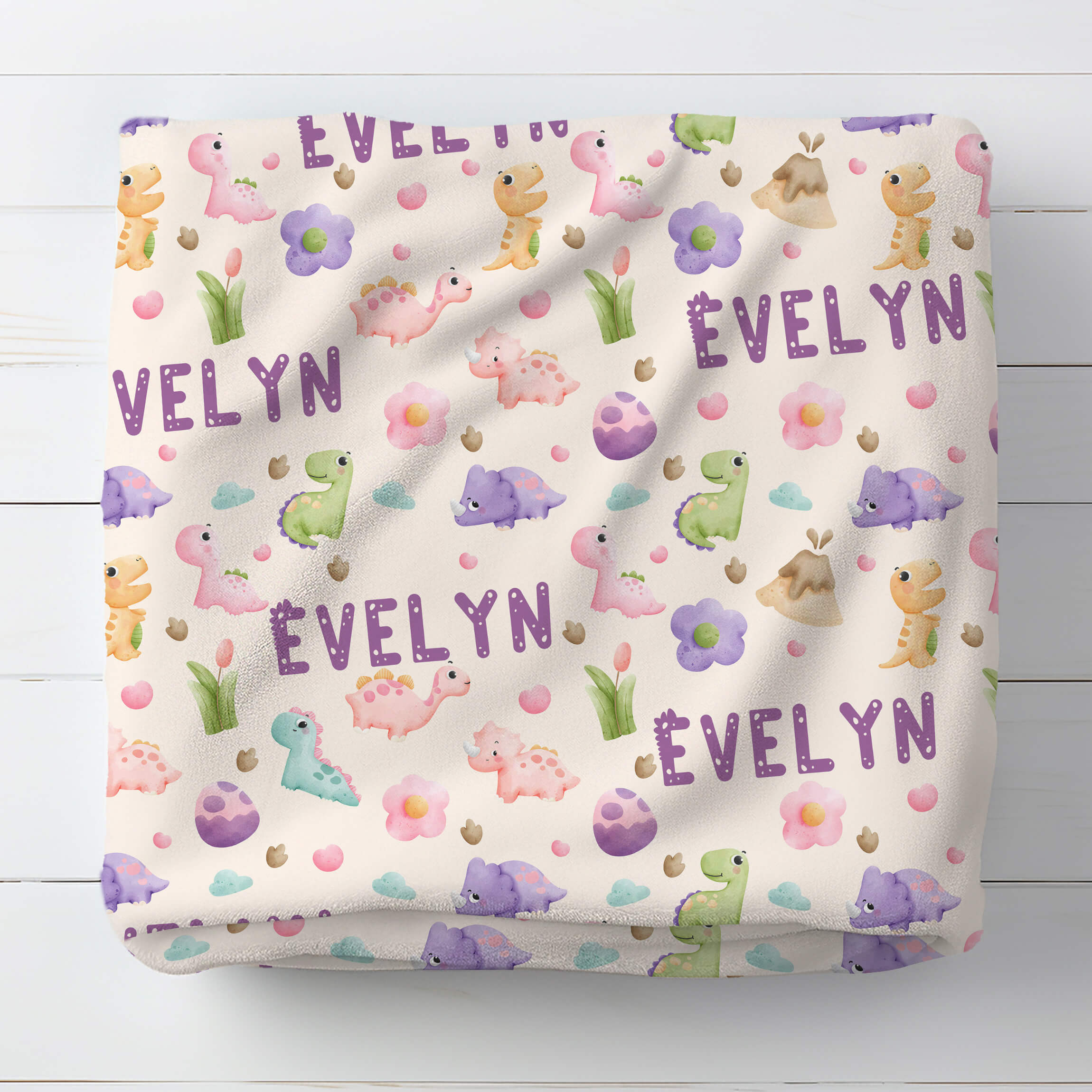 Personalized Name Blanket - Cute Dinosaurs