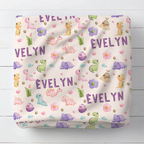 Personalized Baby Blanket - Cute Dinosaurs