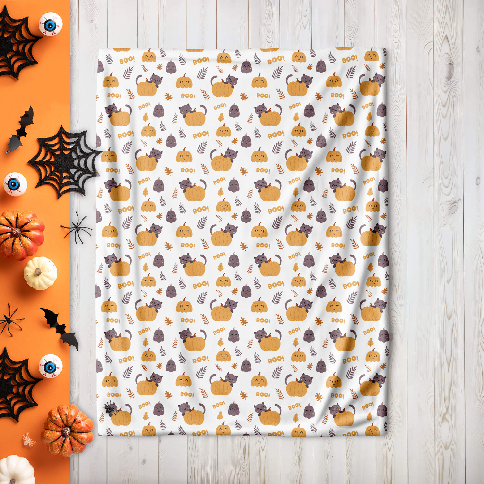 Halloween Blanket - Kittens and Pumpkins