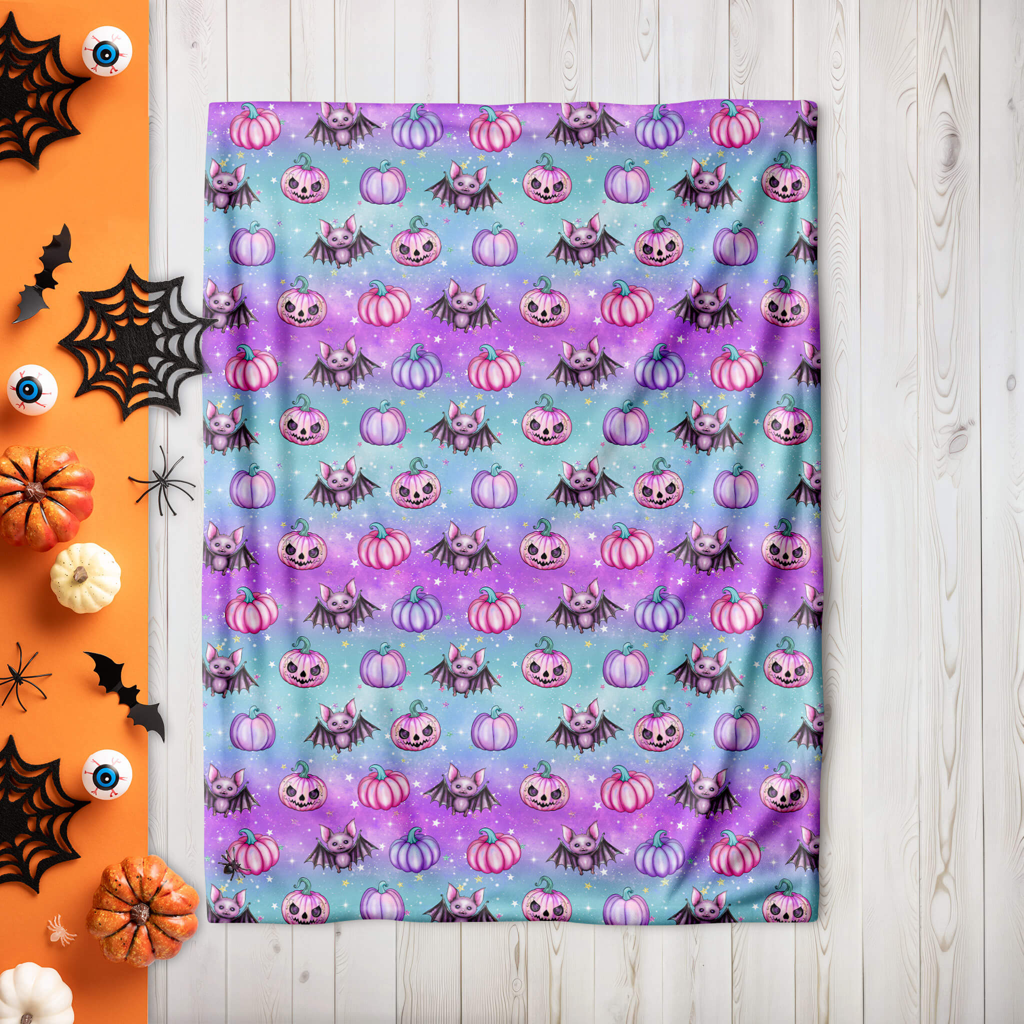 Halloween Blanket - Pumpkins and Bats