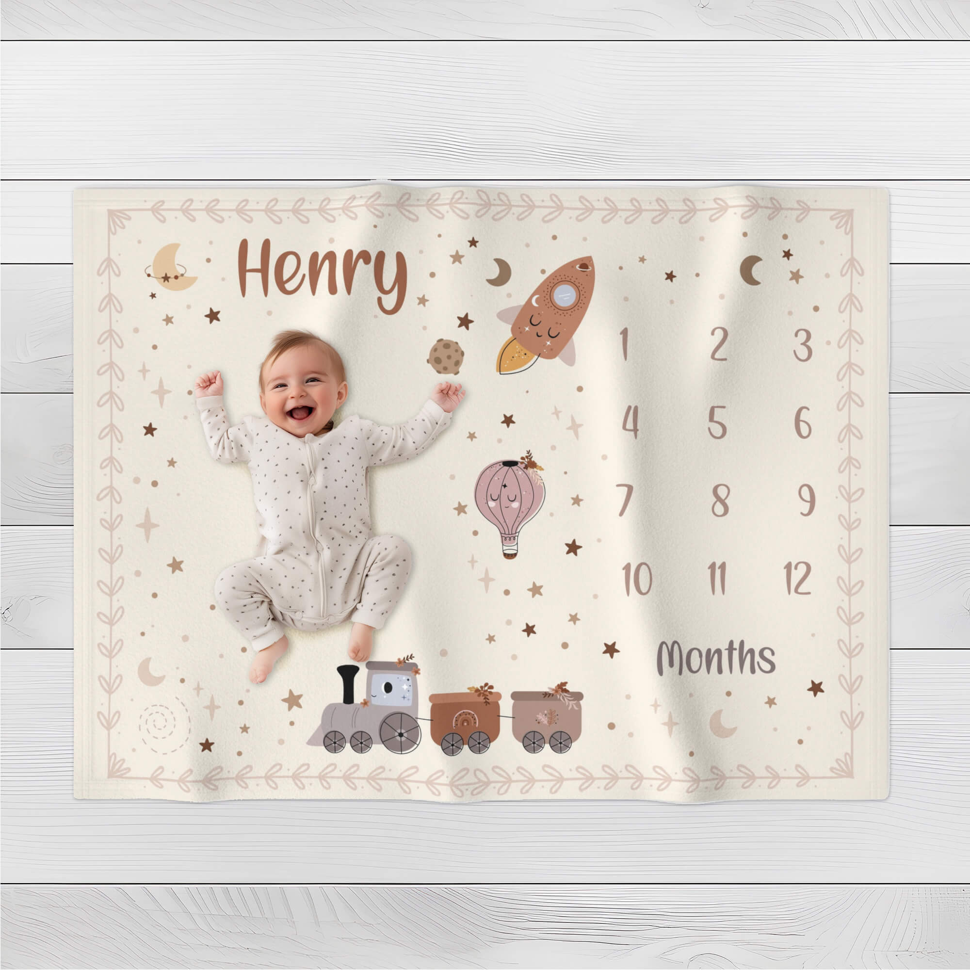 Milestone Baby Blanket Personalized | Boys Dreams