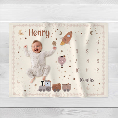 Baby Milestone Blanket With Name | Boys Dreams