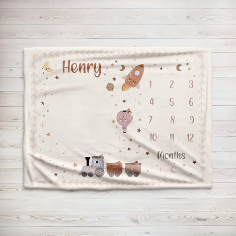 Baby Milestone Blanket With Name | Boys Dreams