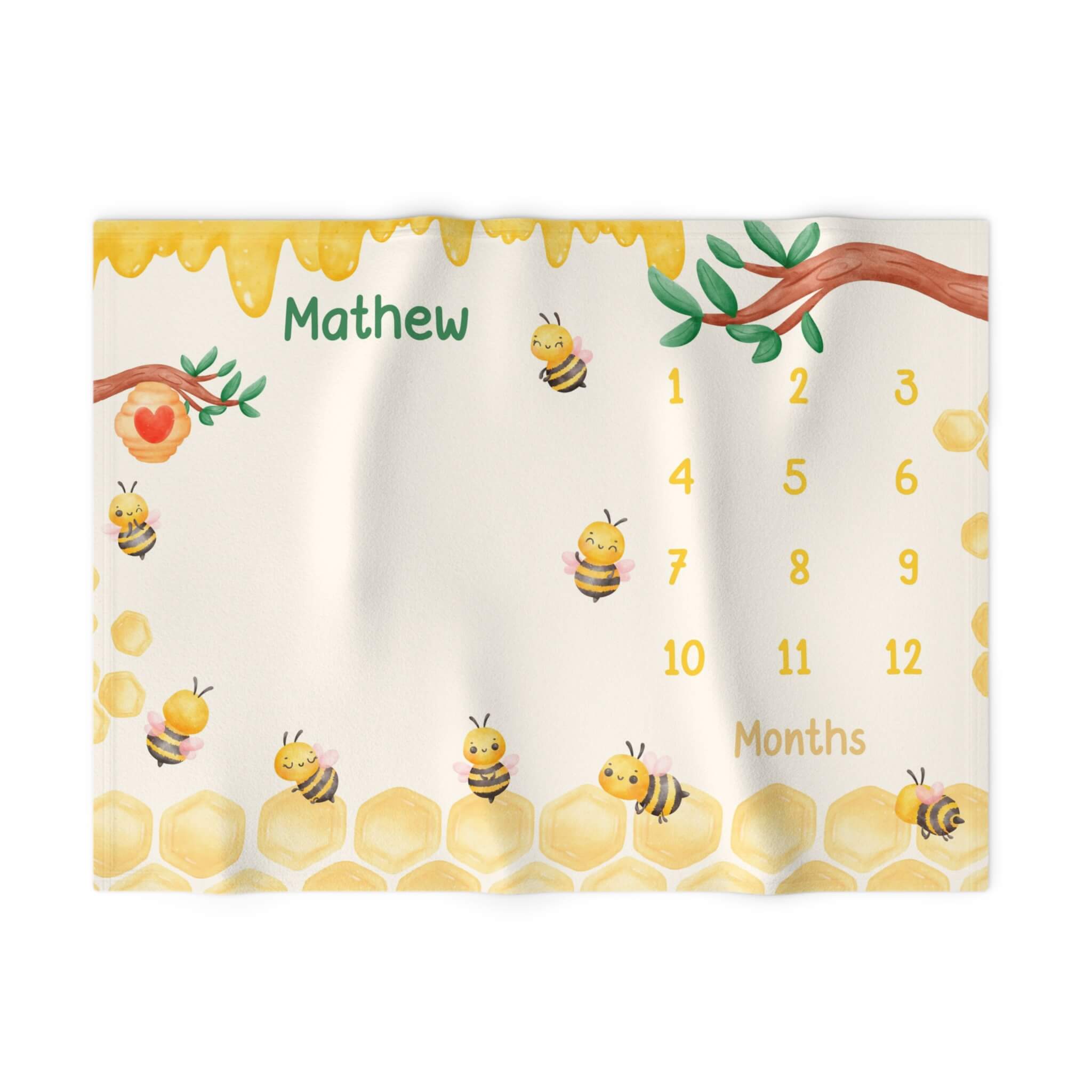 Milestone Baby Blanket Personalized | Cute Bees