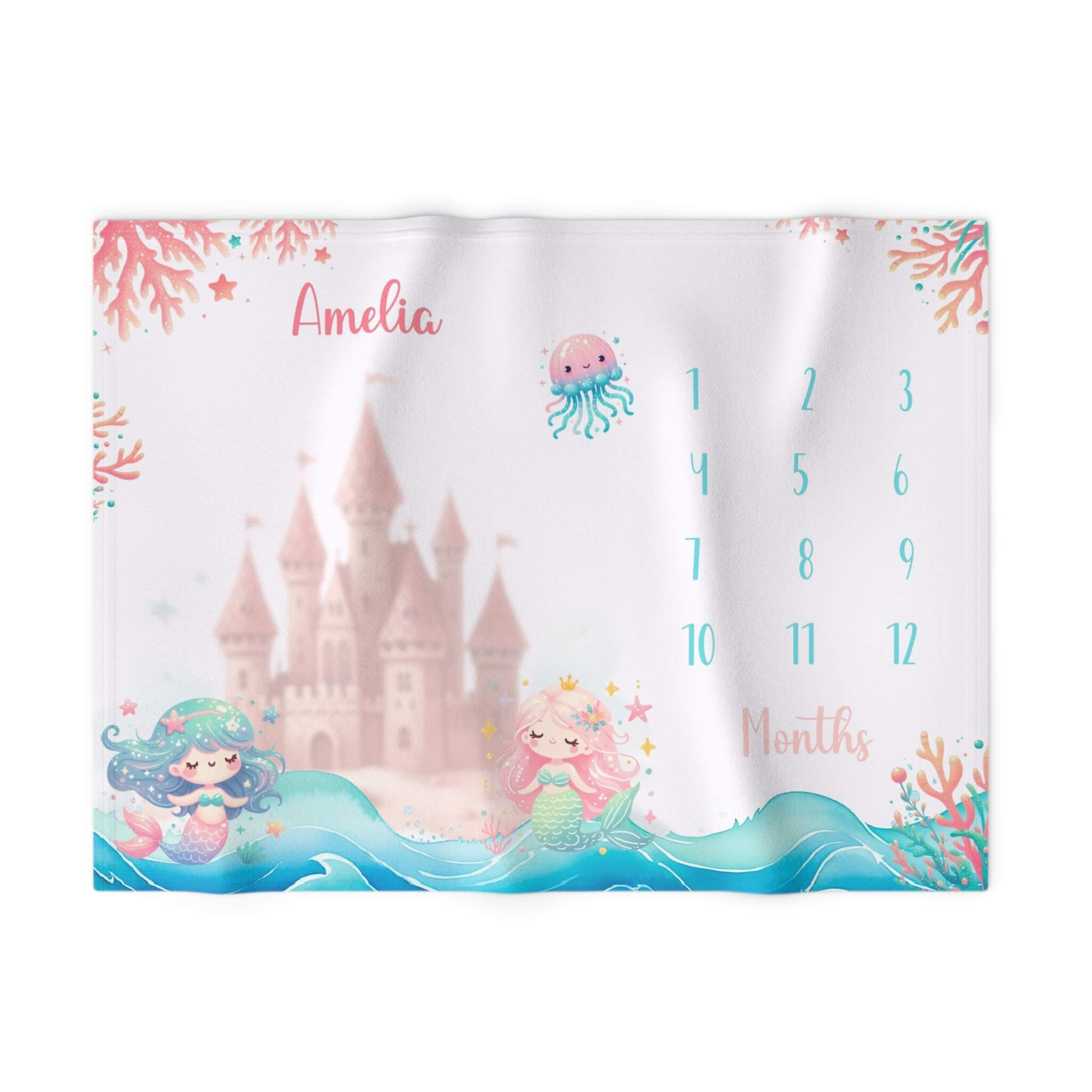 Baby Milestone Blanket With Name | Happy Mermaid