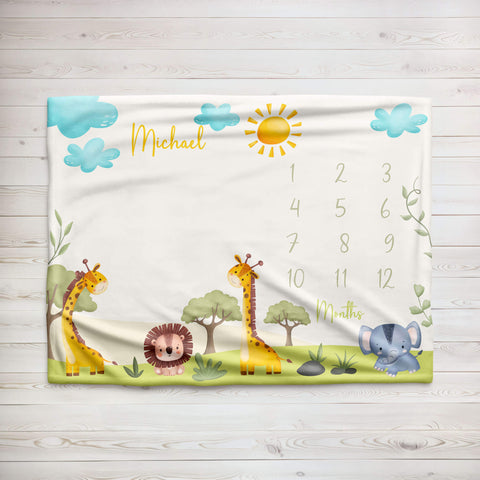 Baby Milestone Blanket With Name | Hot Savannah