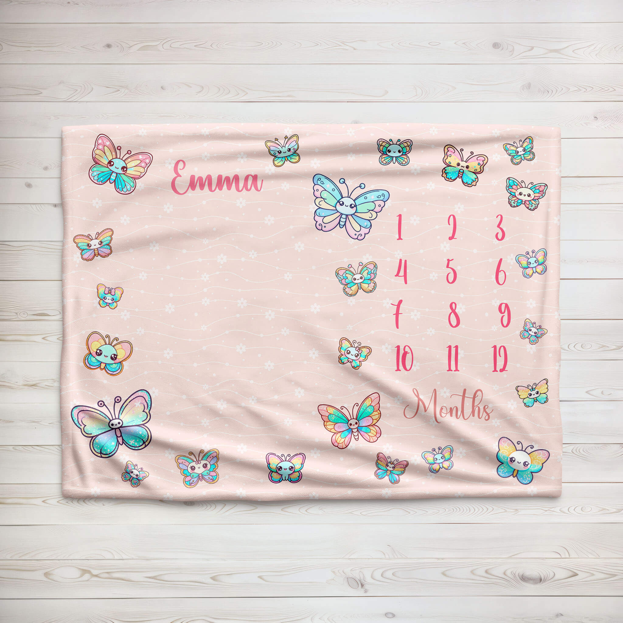 Baby Milestone Blanket With Name | Magic Butterflies